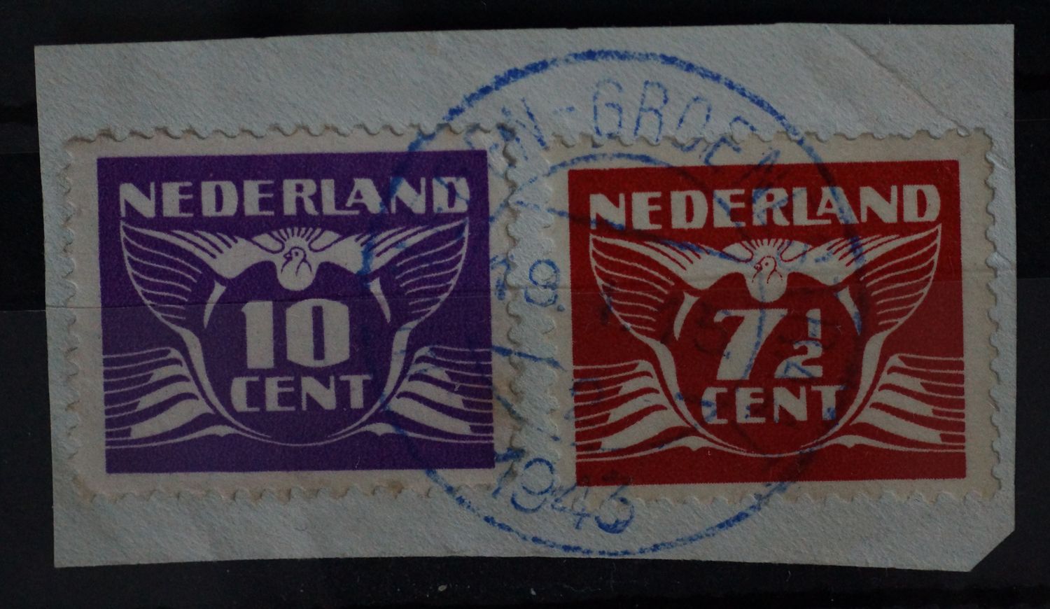 Nijmegen-Groenestraat 2 (in blauw) op NVPH 381 en 382 - schaars!