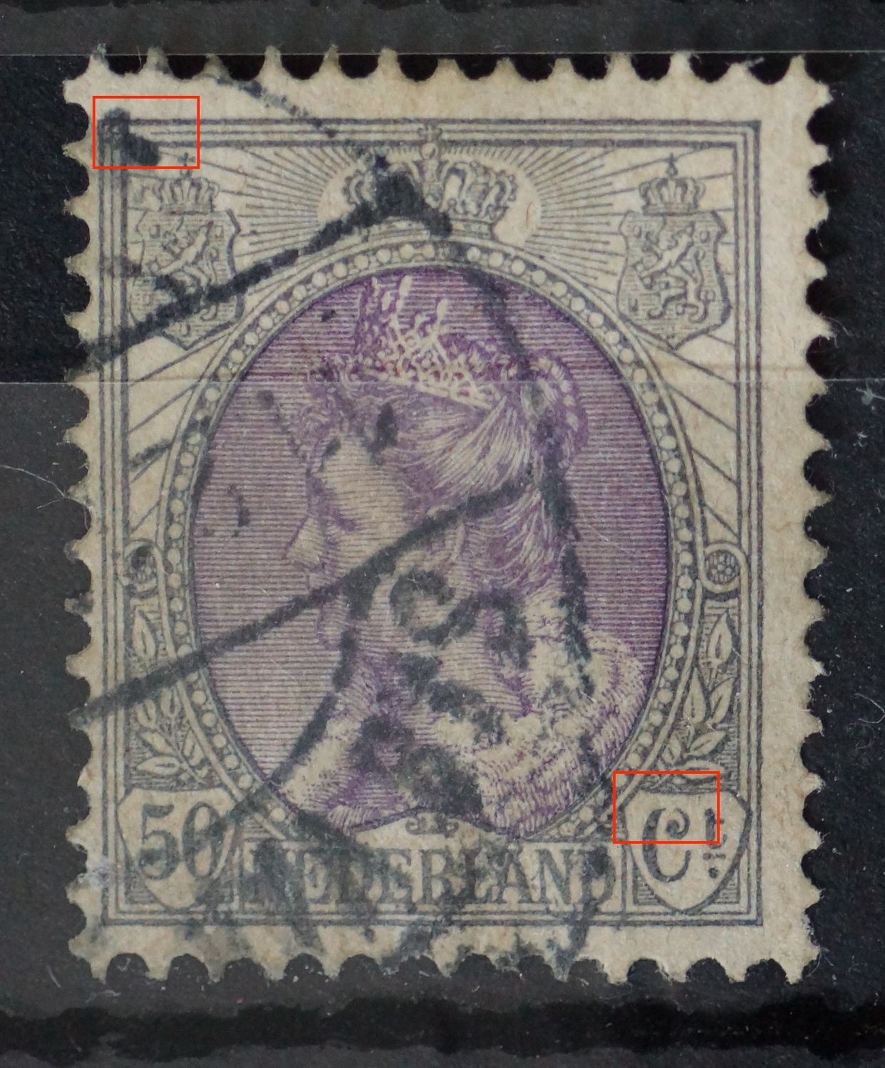 NVPH 75 - o.a. breuk in de bovenzijde van de C van Ct. NVPH 75 - o.a. breuk in de bovenzijde van de C van Ct.