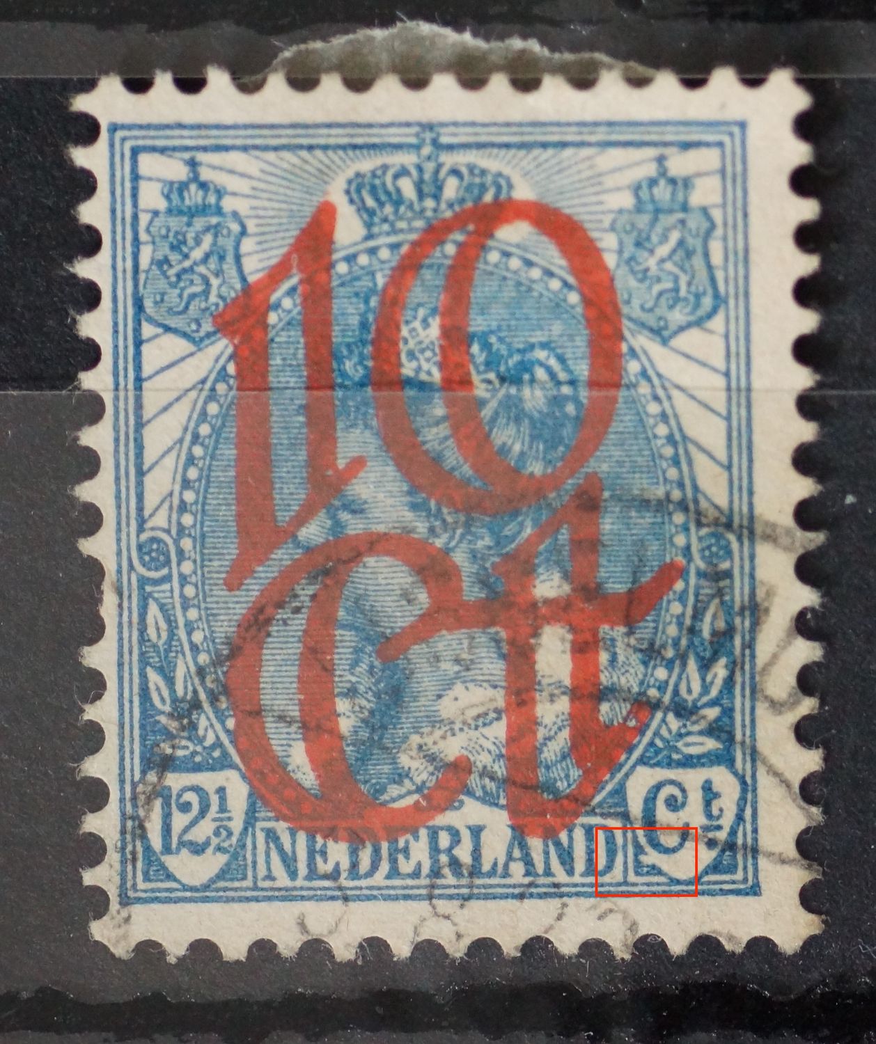NVPH 118 - witte vlek links van Ct.