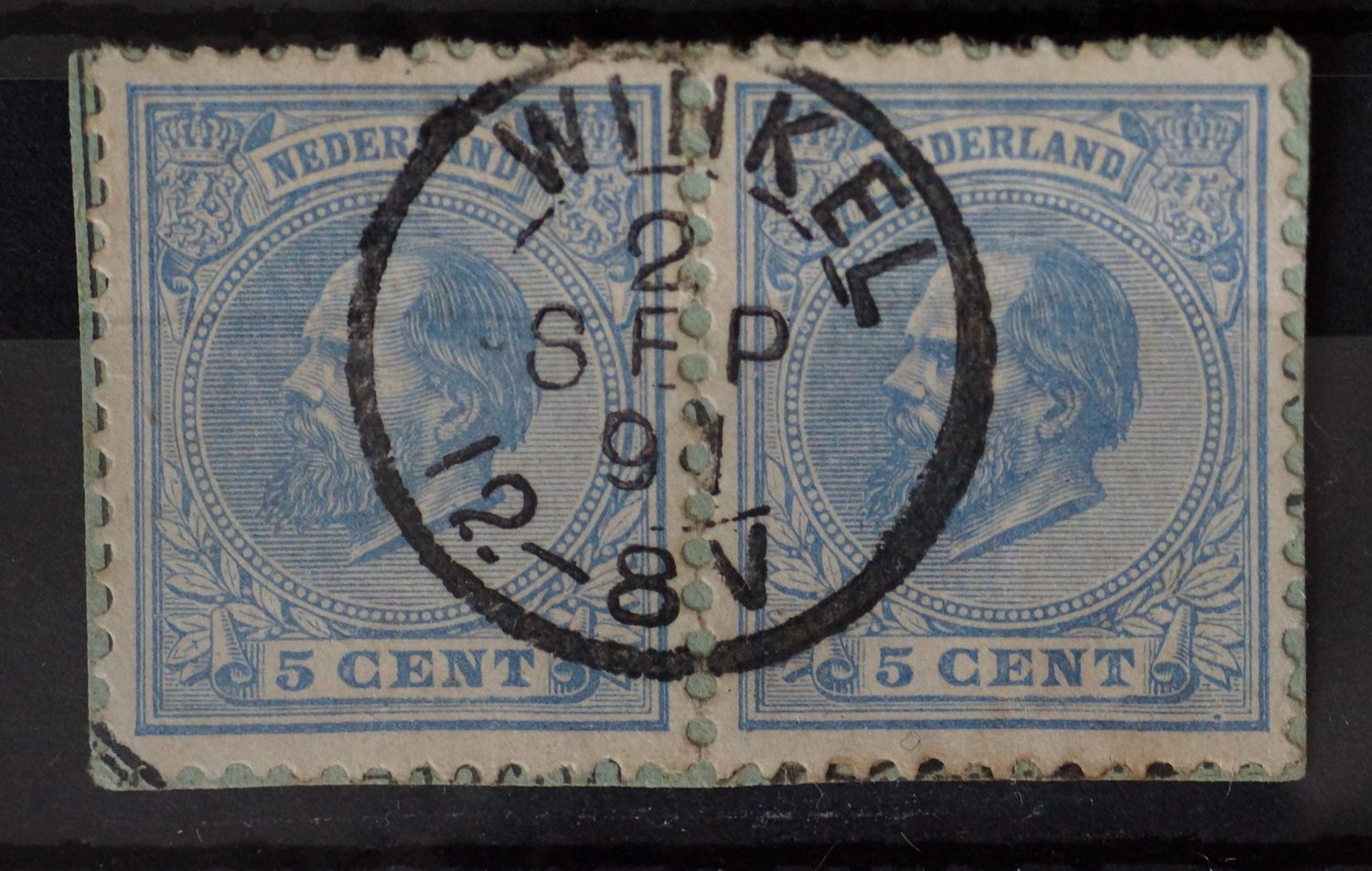 Winkel (HPK) op NVPH 19 (paar) - plaatfout - schaars!