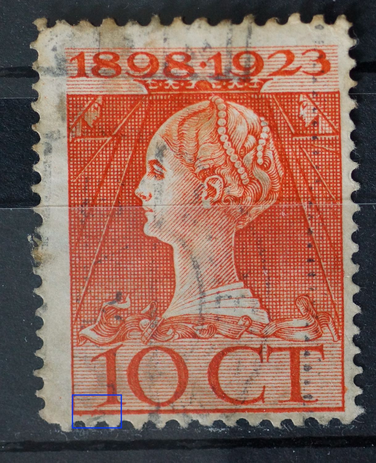 NVPH 124 - diagonaal oranje streepje odner de 1 van 10