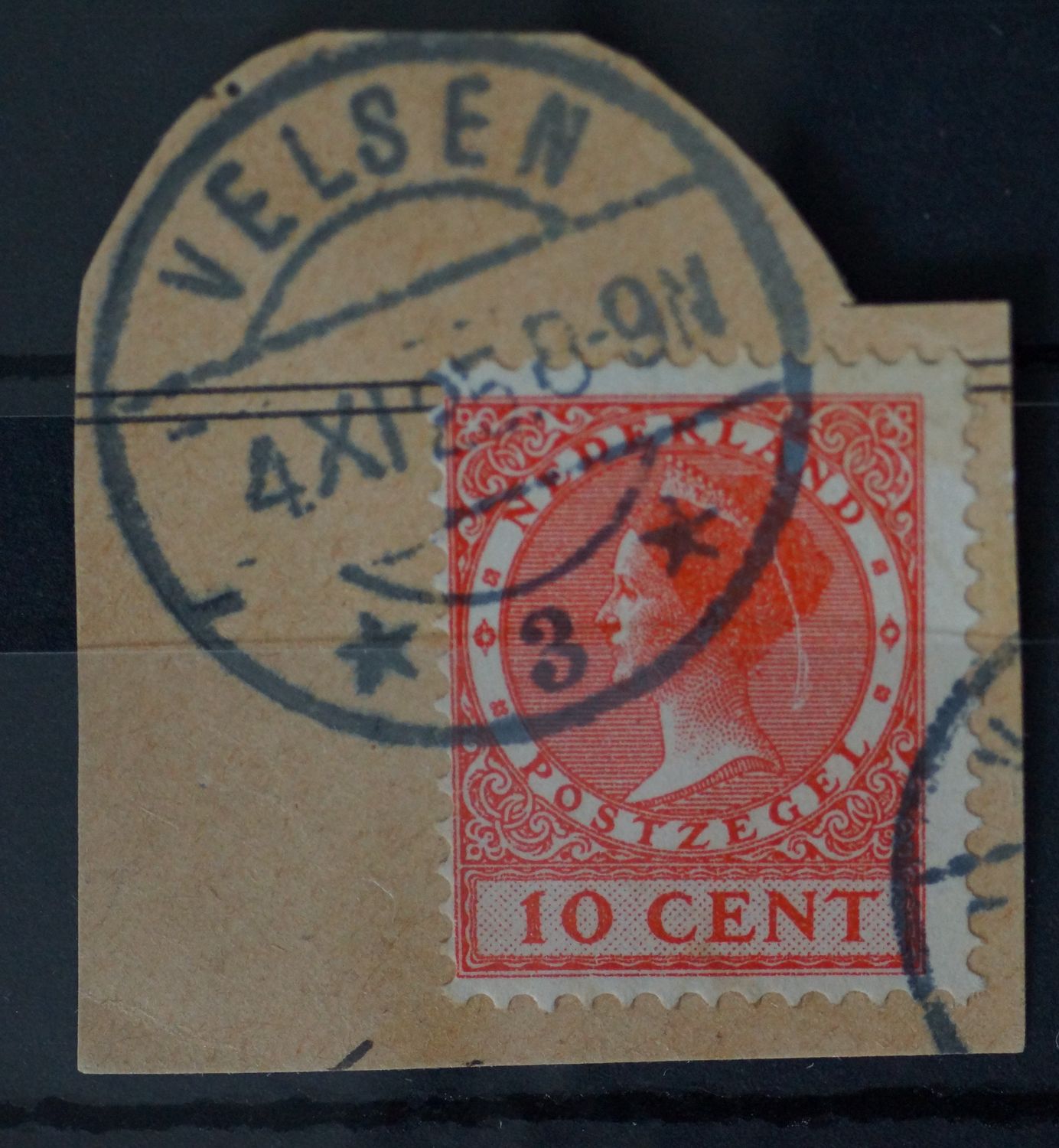 Velsen 3 op NVPH 182 - plaatfout - vrij schaars stempel