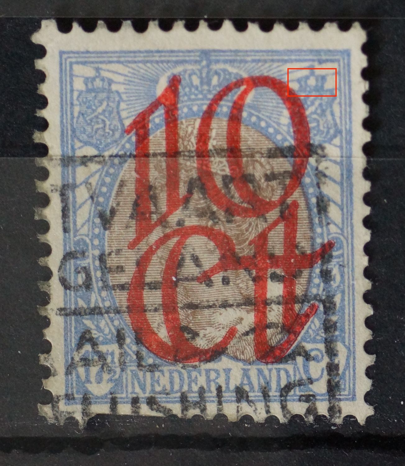 NVPH 119 - witte vlek in kroon van rechter wapenschild
