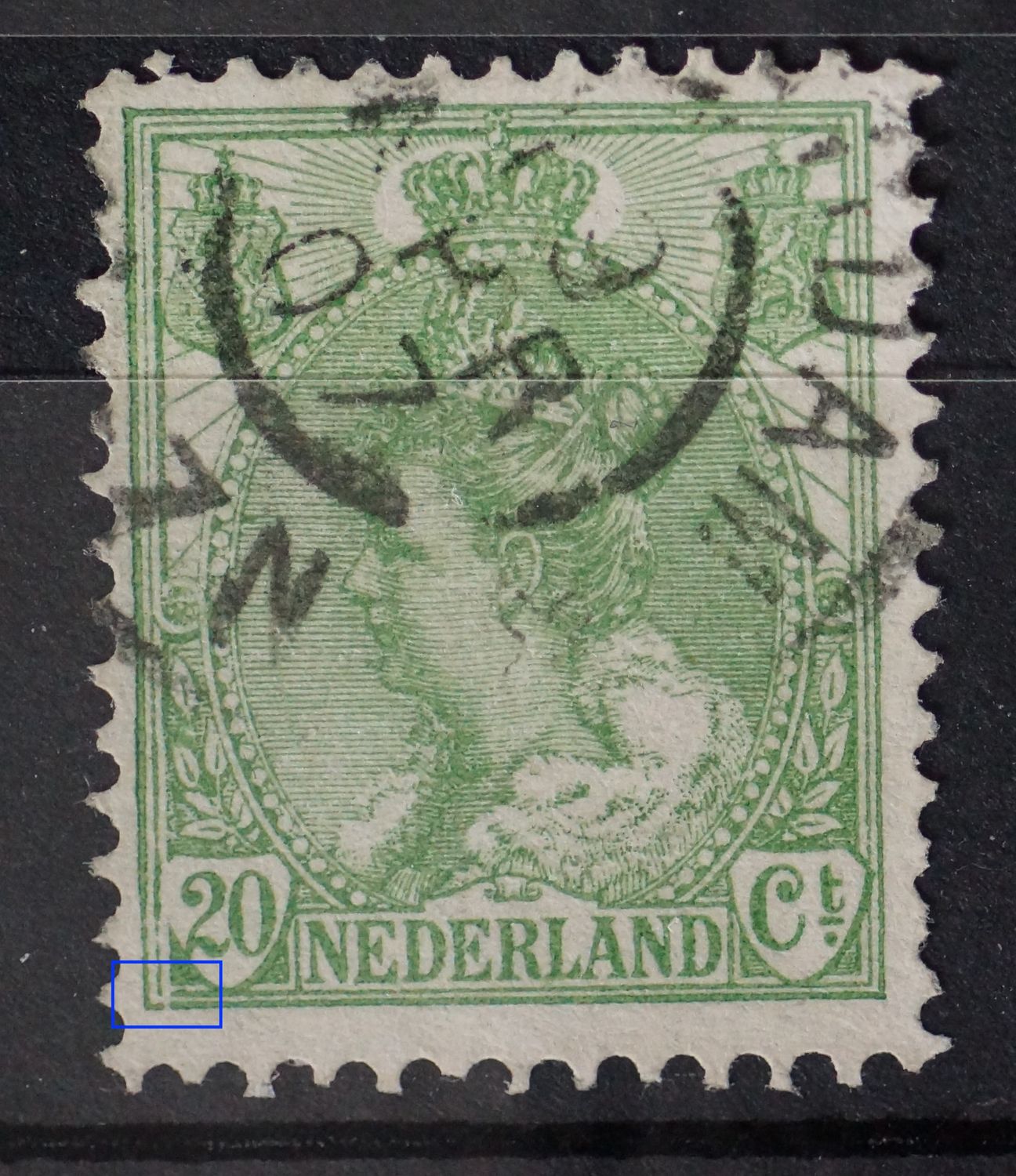 NVPH 68 - breuk in kaderlijn onder, links NVPH 68 - breuk in kaderlijn onder, links