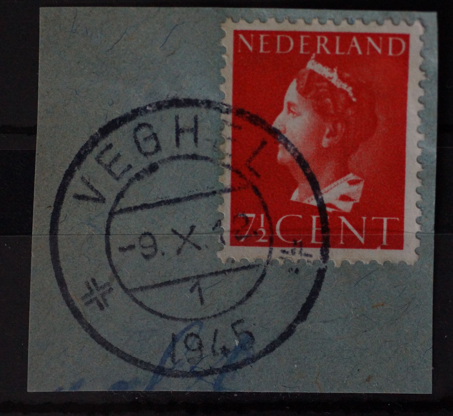 Veghel 1 op NVPH 334 - open 4 van 1945