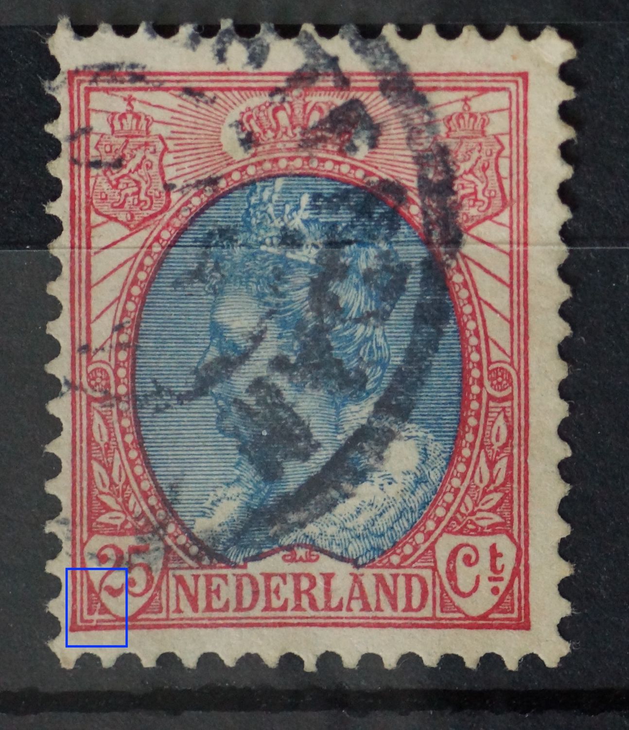 NVPH 71 - diagonale witte kras door de 2 van 25