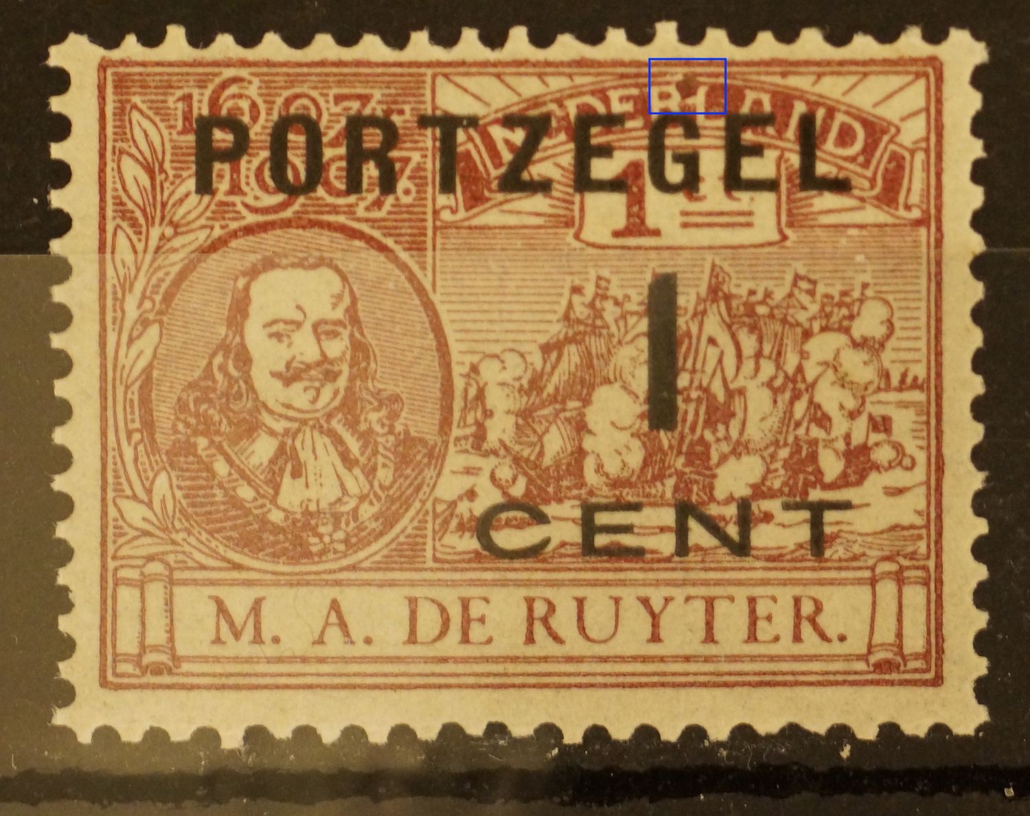 NVPH P32 - rode vlek tussen RL van NEDERLAND