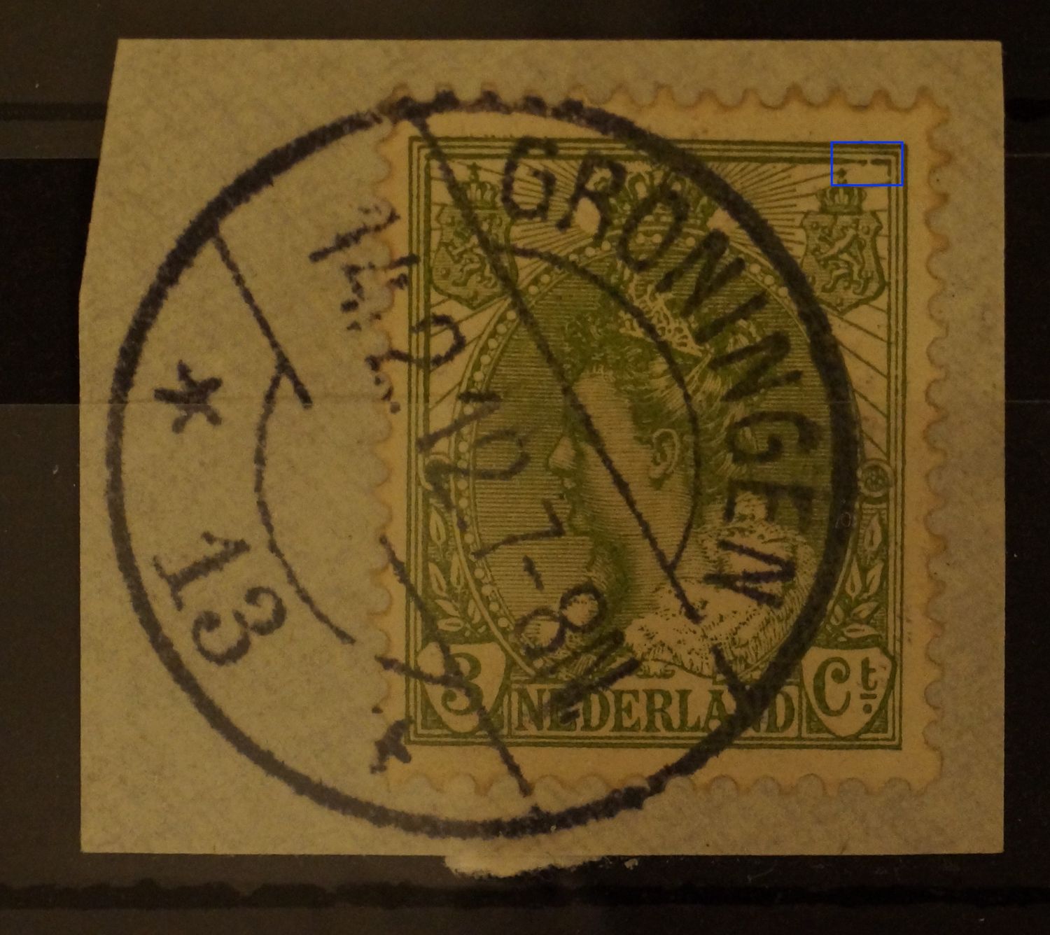 NVPH 57 - breuk in kaderlijn boven, rechts
