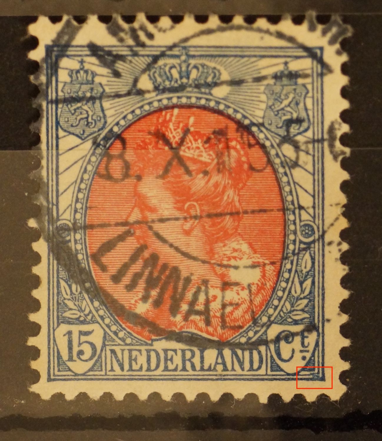 NVPH 65 - blauwe vlek rchtsonder Ct.