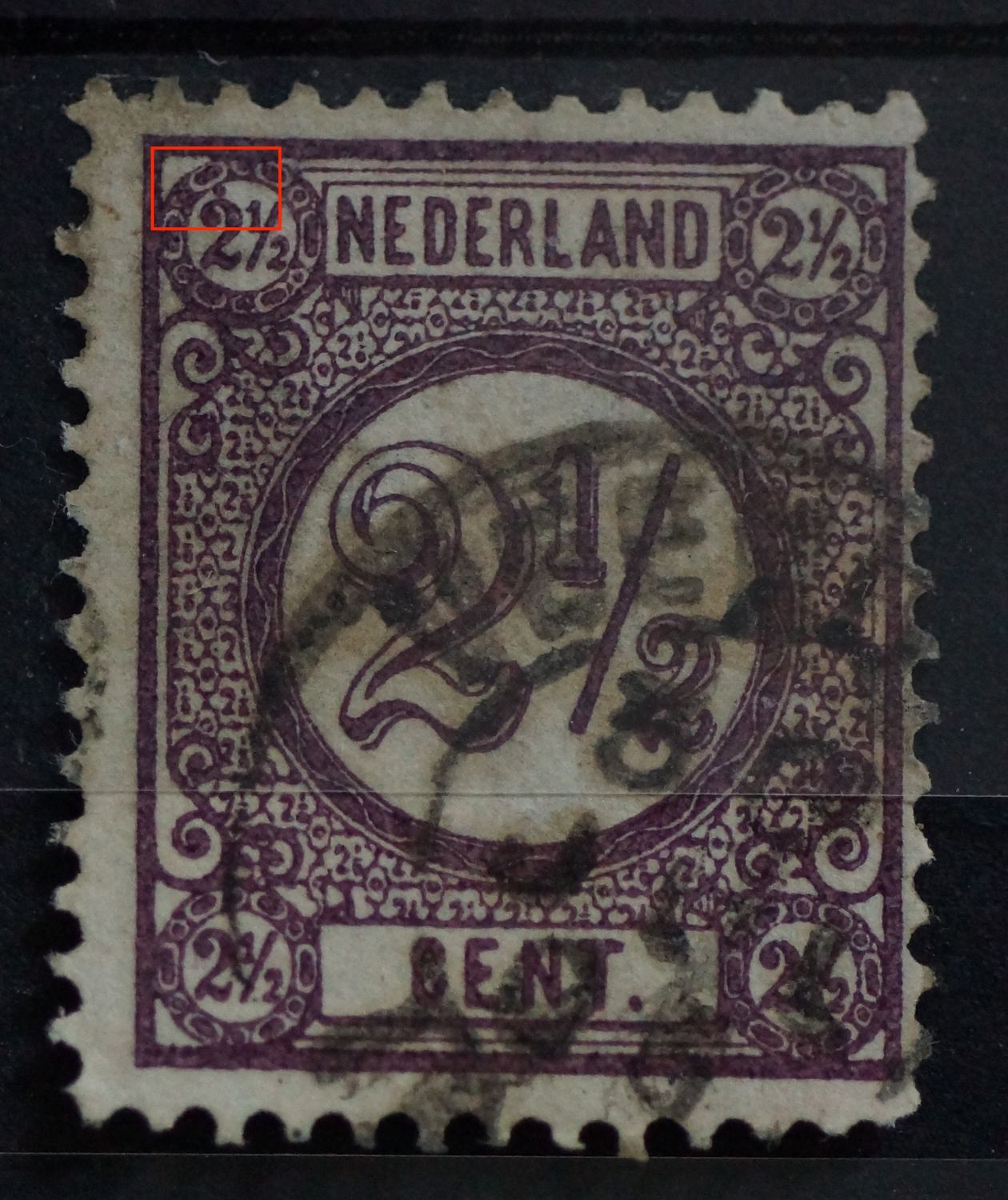 NVPH 33 - violette stip in waardeschild linksboven