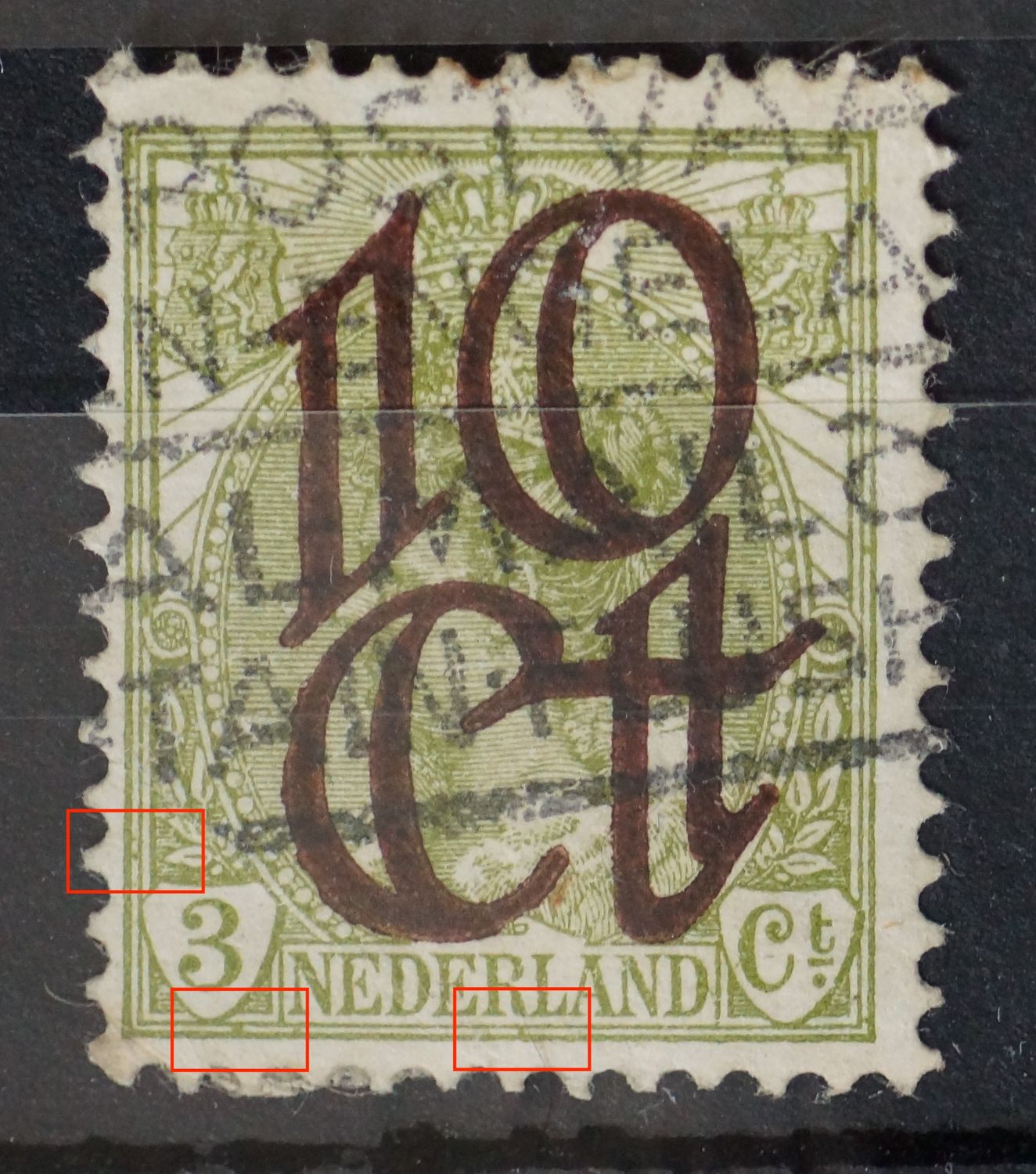 NVPH 116 - diverse groene vlekken tussen kaderlijnen NVPH 116 - diverse groene vlekken tussen kaderlijnen