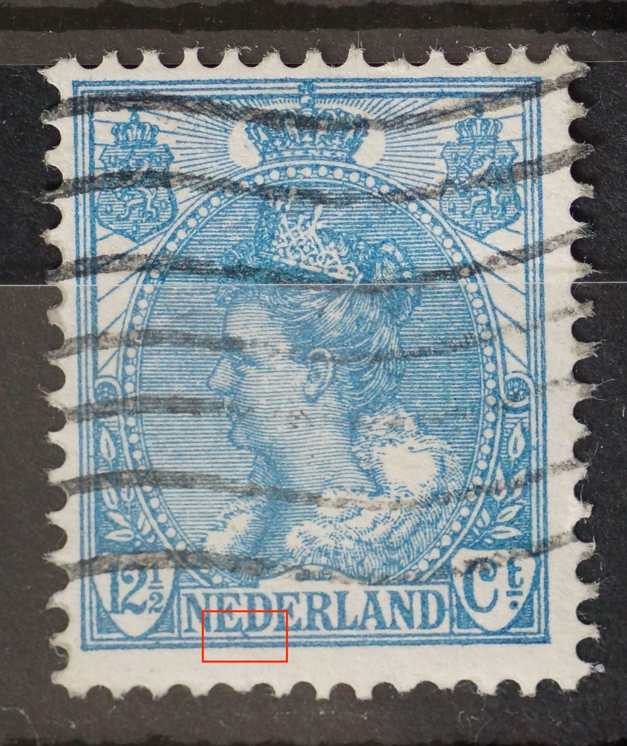 NVPH 63 - blauwe streep onderaan ED van NEDERLAND