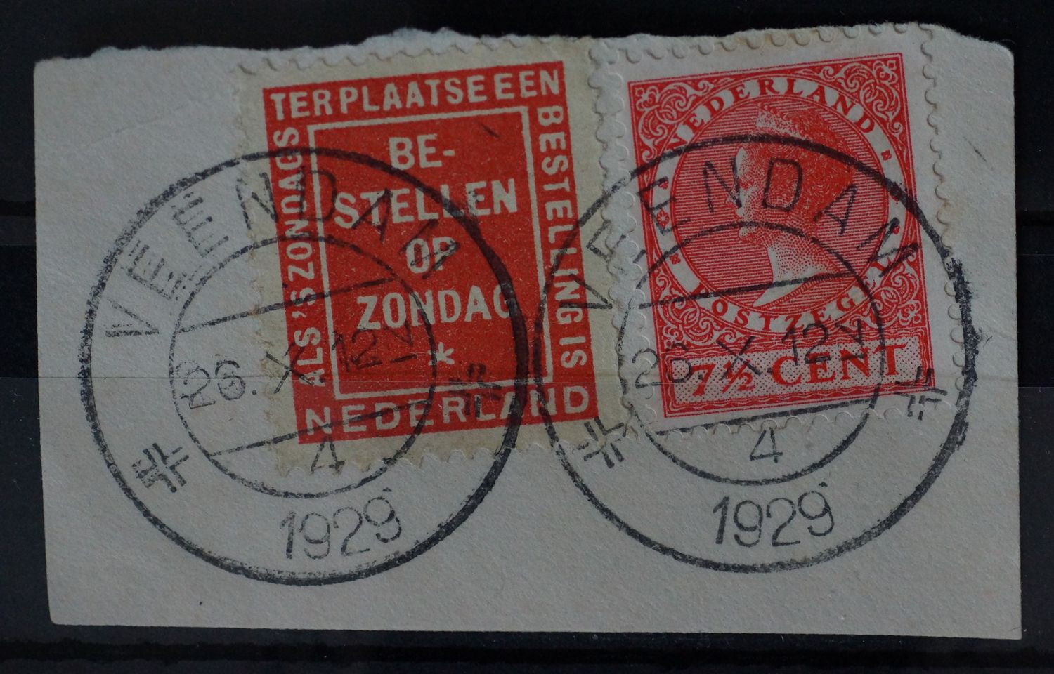 Veendam 4 op NVPH 179 + BESTELLEN etiket