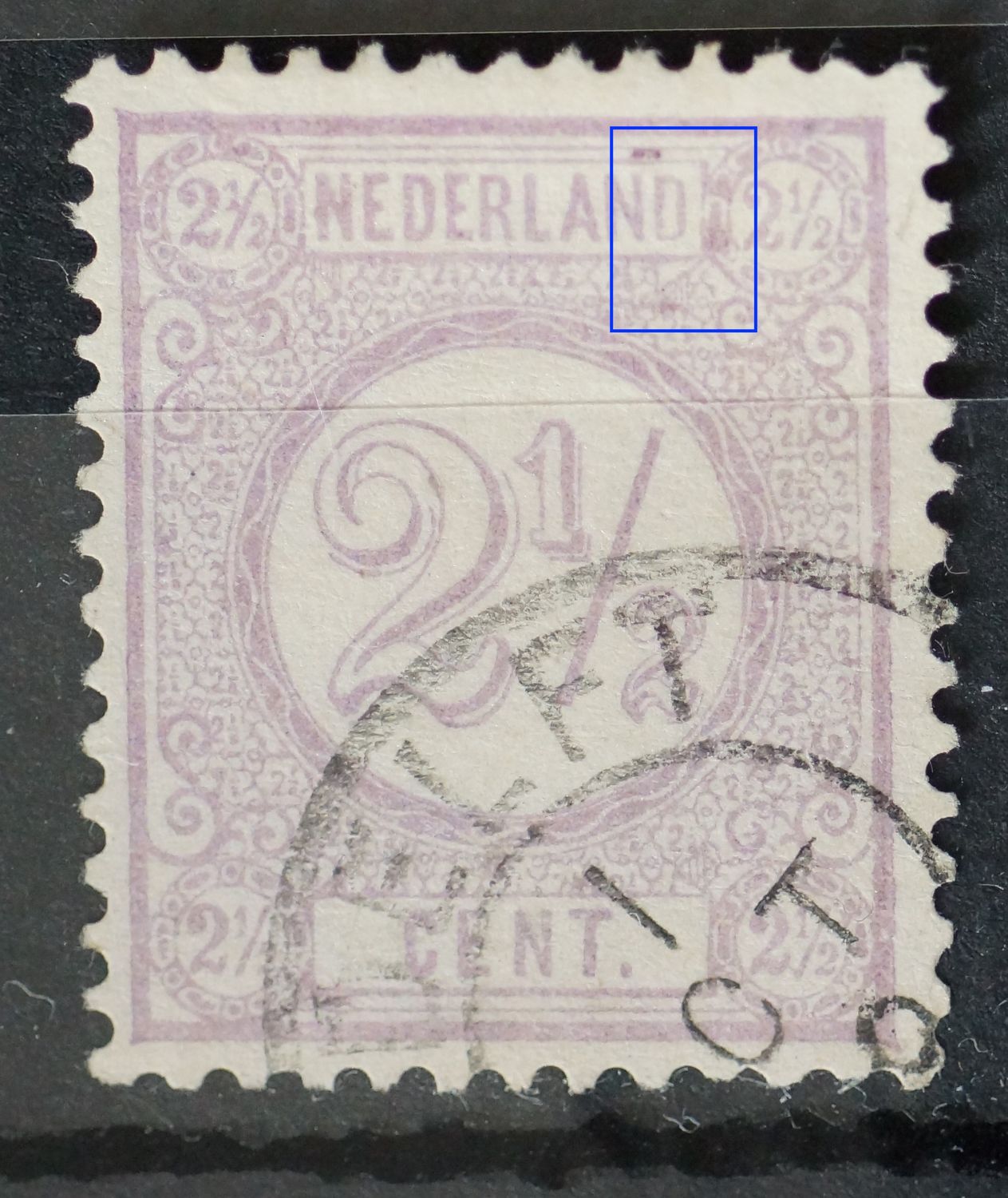NVPH 33 - diverse violette vlekken rechtsboven