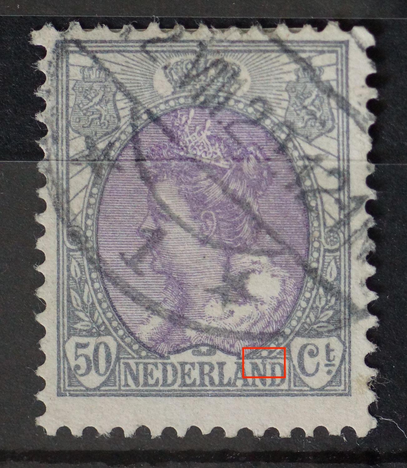 NVPH 75 - grijze vlek boven de 2e N van NEDERLAND