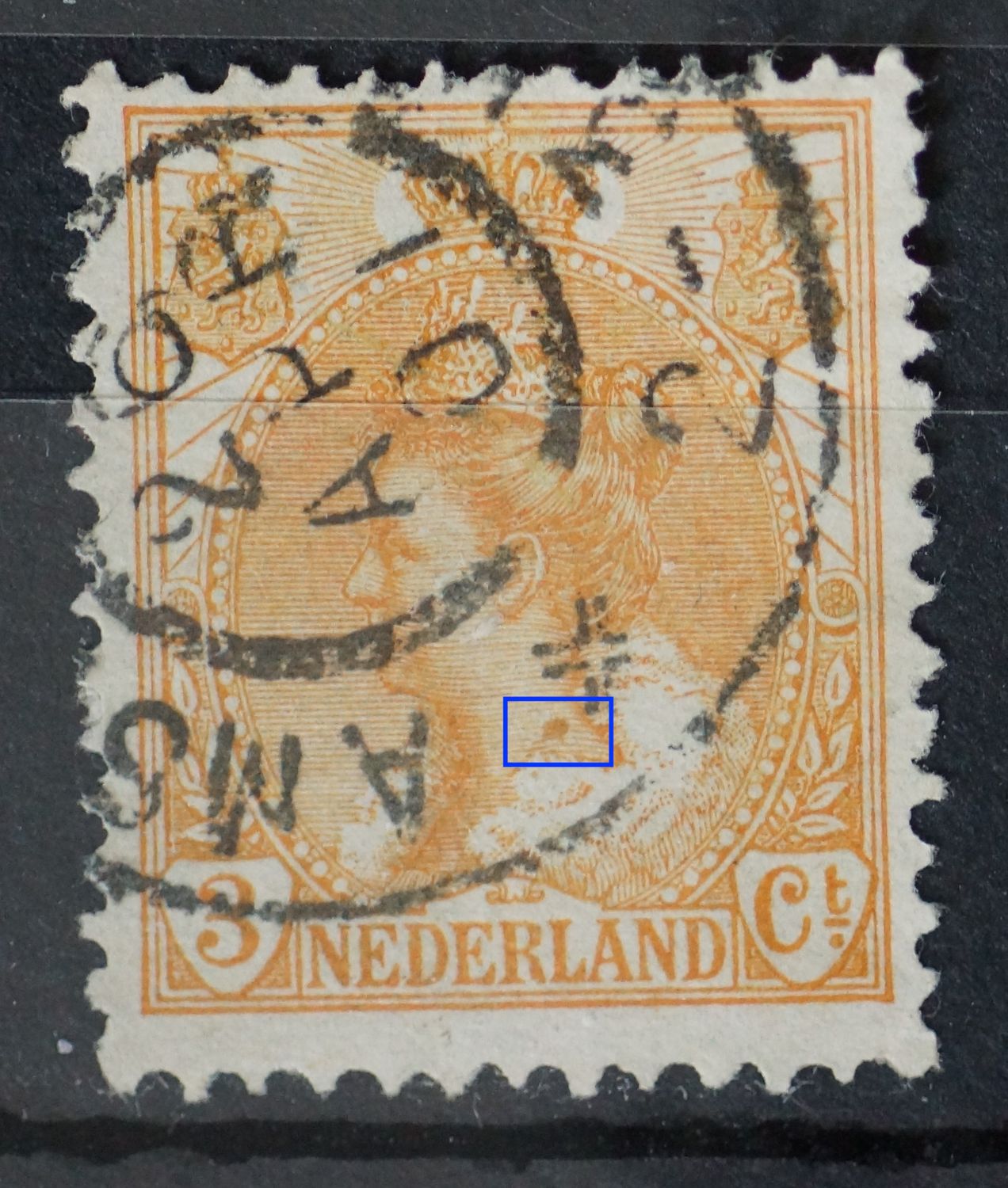 NVPH 56 - oranje vlek in de hals/nek