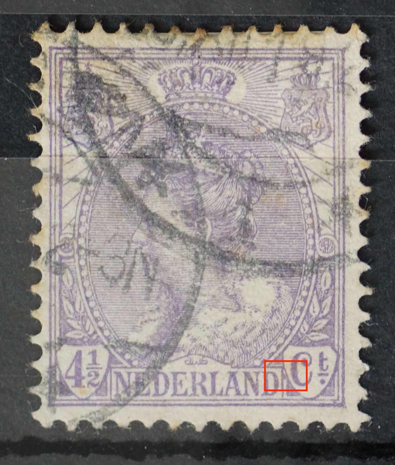 NVPH 59 - violette vlek rechts van NEDERLAND