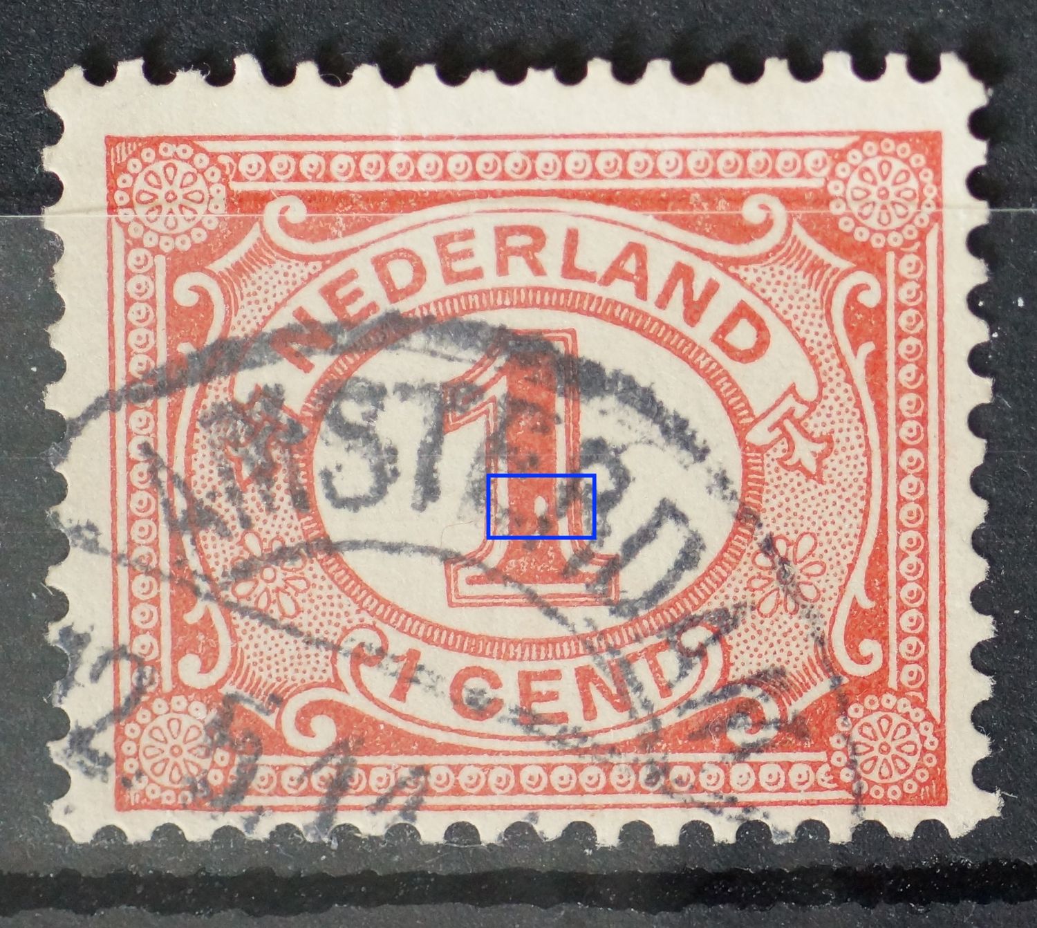 NVPH 51 - witte vlek middenin de 1 (51 PM8)