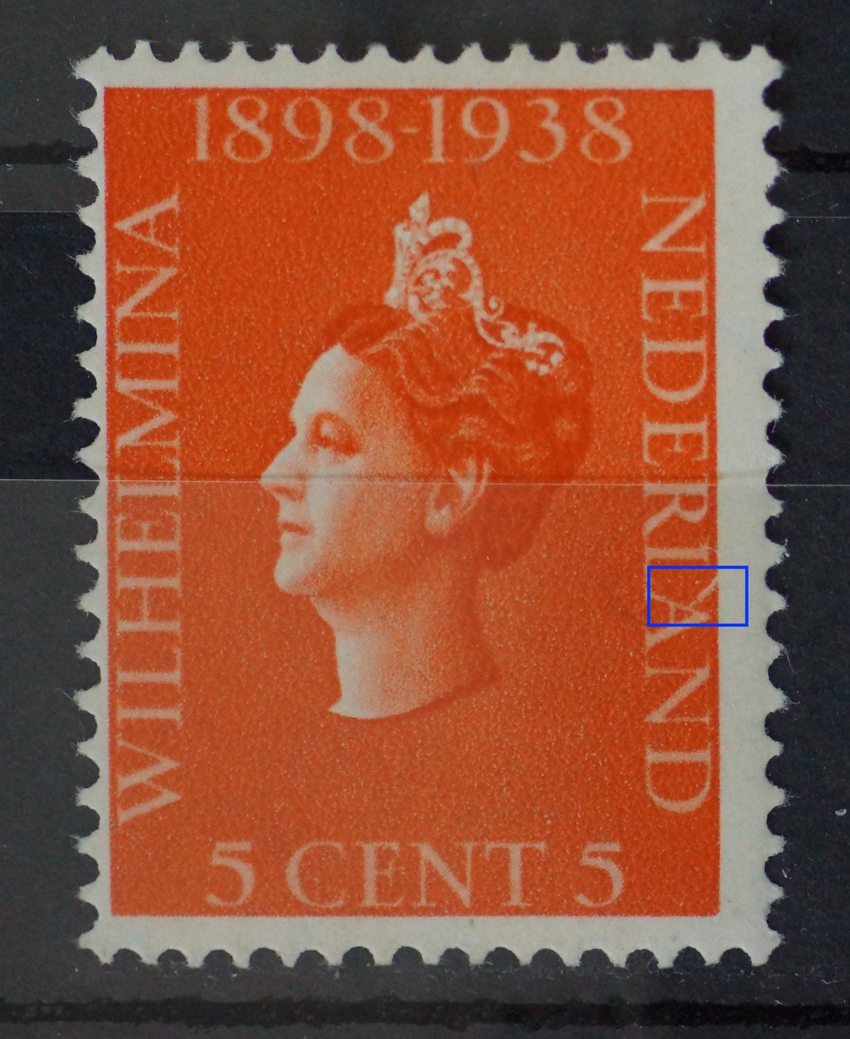 NVPH 311 - witte kras bij de A van NEDERLAND (311 P3)