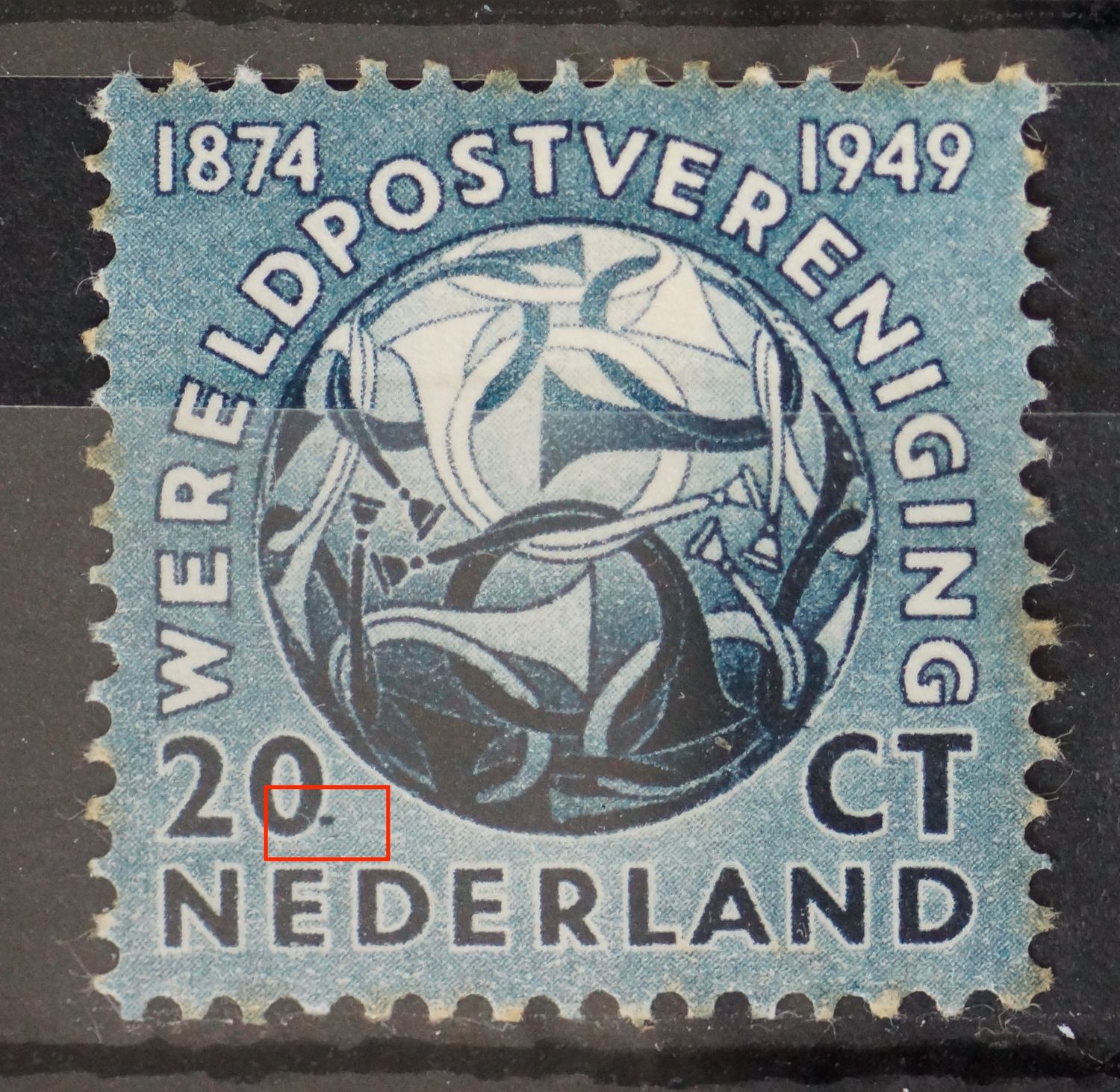 NVPH 543 - blauwe vlek achter 20 (543 P)