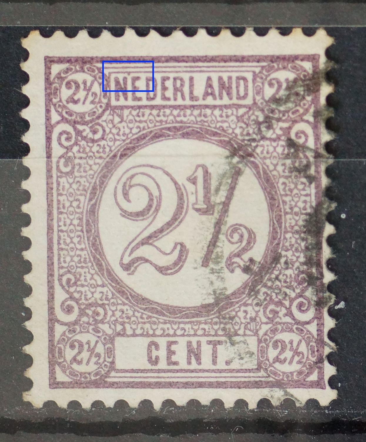 NVPH 33 - violette punt tussen NE van NEDERLAND