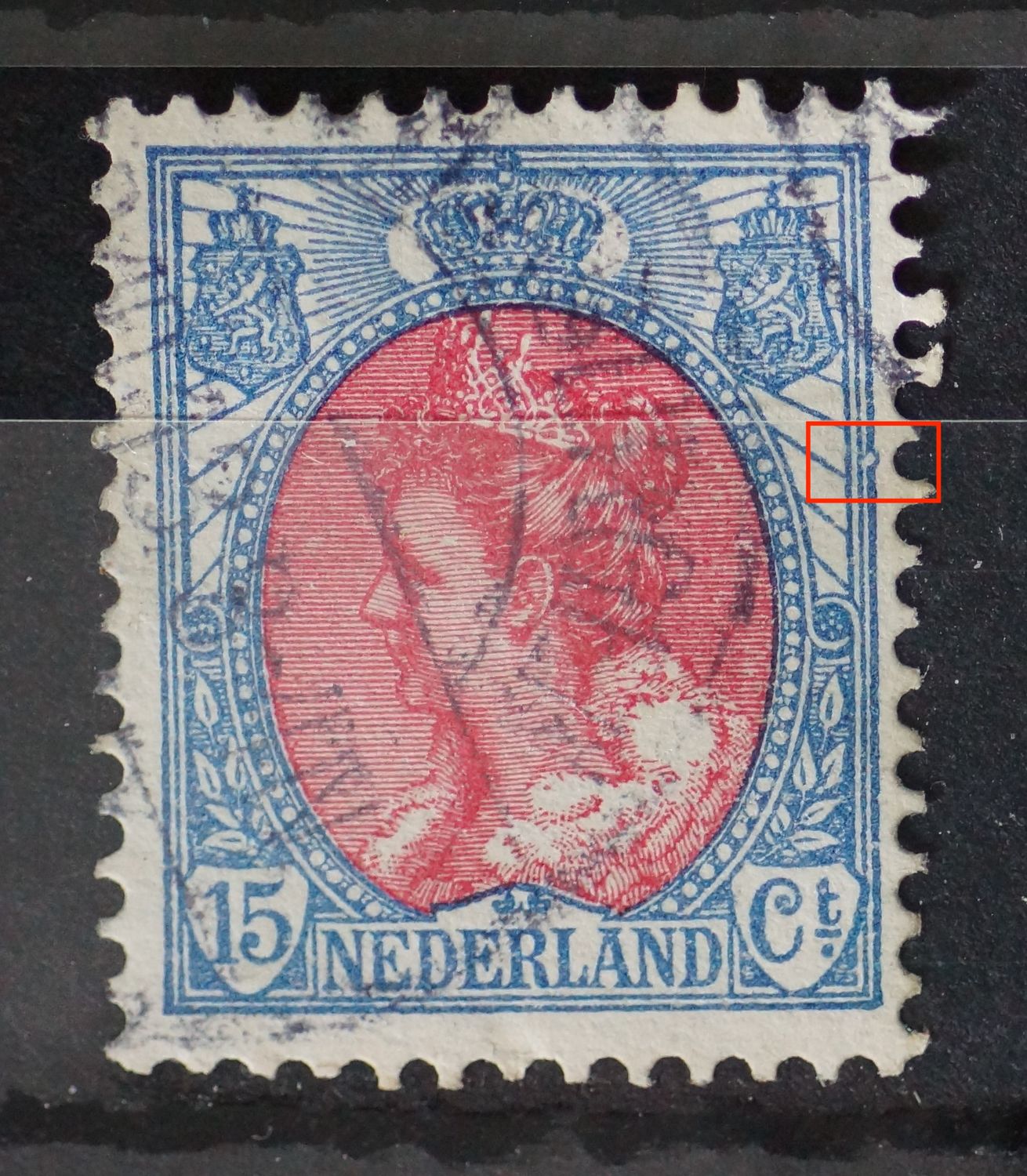 NVPH 65 - breuk /uitstulping in kaderlijn rechts