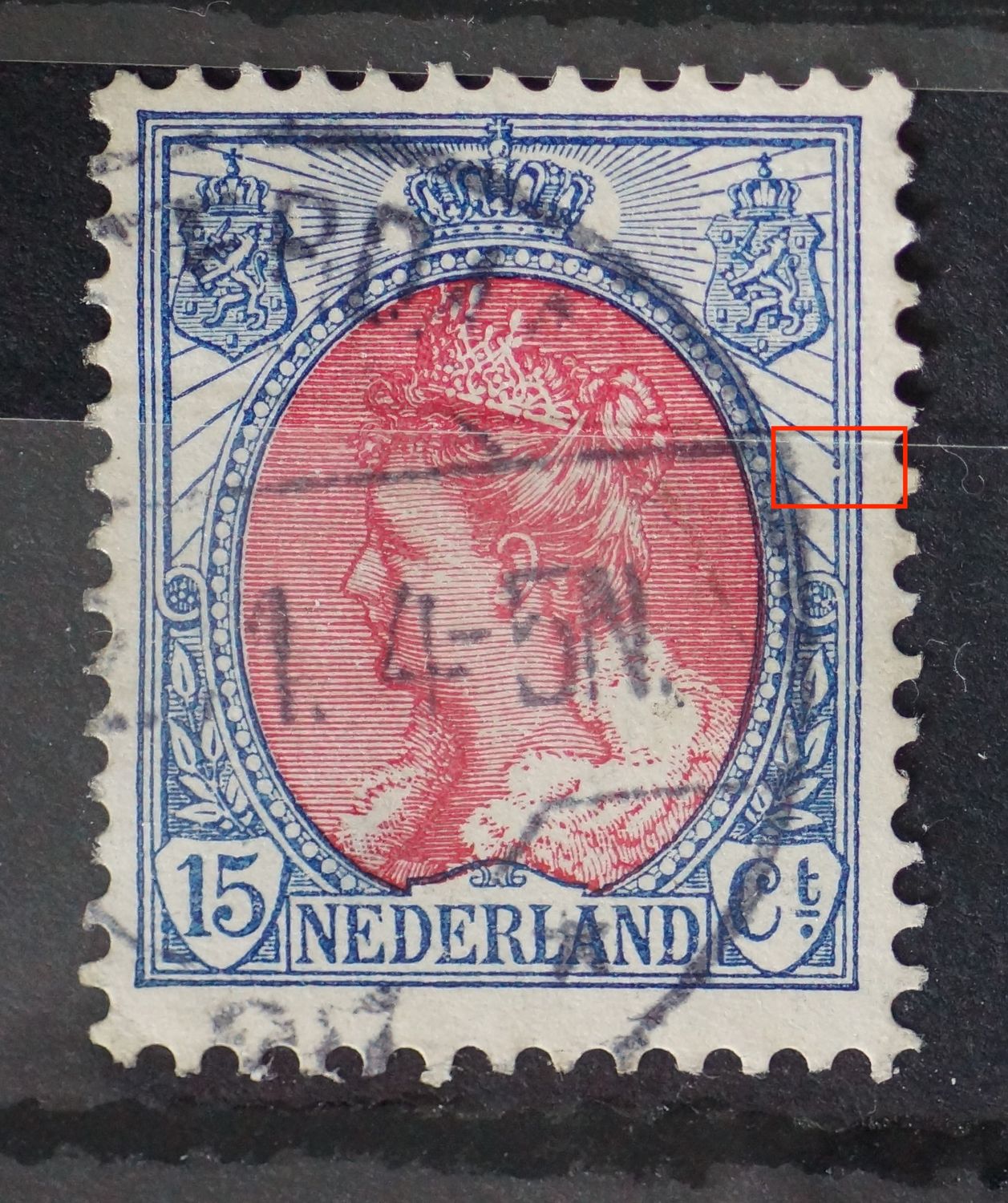 NVPH 65 - breuk in kaderlijn rechts