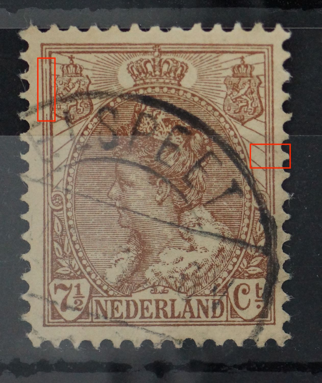 NVPH 61 - o.a. breuken in kaderlijn links NVPH 61 - o.a. breuken in kaderlijn links