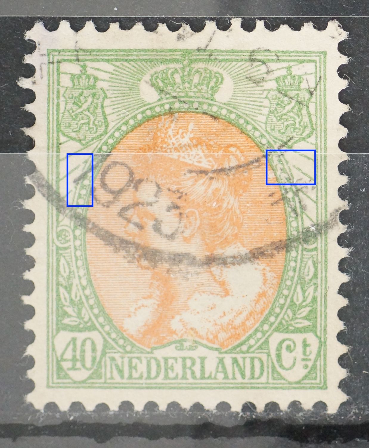 NVPH 73 - o.a. breuk in straal rechts en idem in straleb links