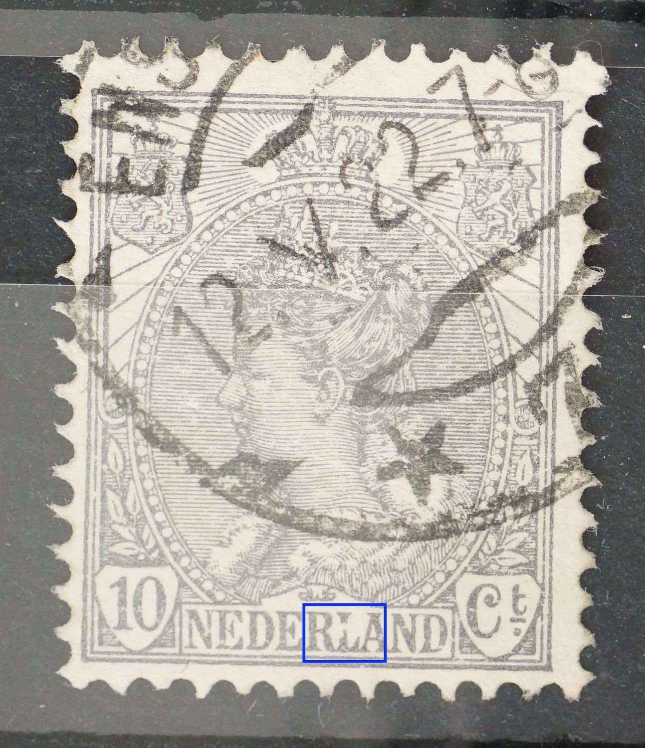 NVPH 62 - o.a. breuk / witte vlek in de L van NEDERLAND
