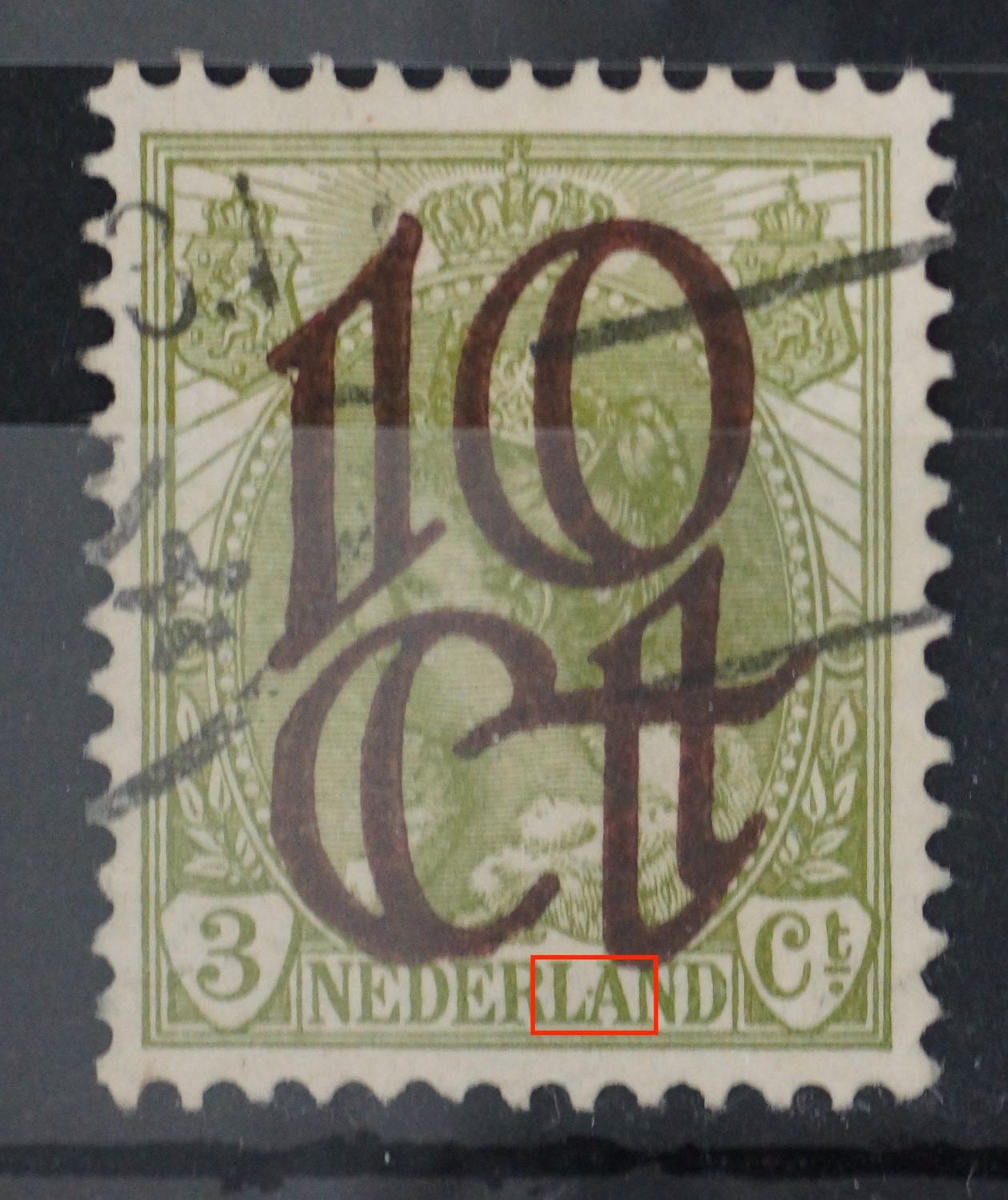 NVPH 116 - o.a. groene punt tussen RL van NEDERLAND