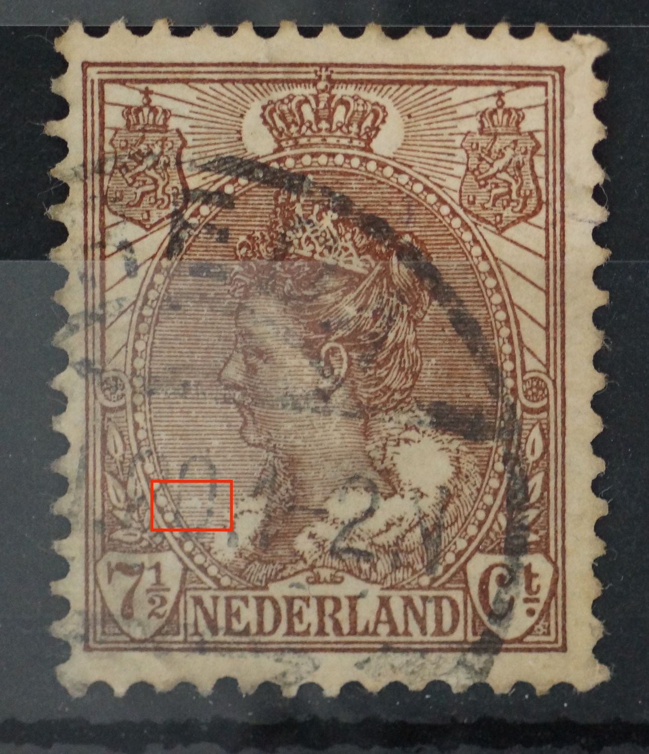 NVPH 61 - witte vlek in de arcering links onder
