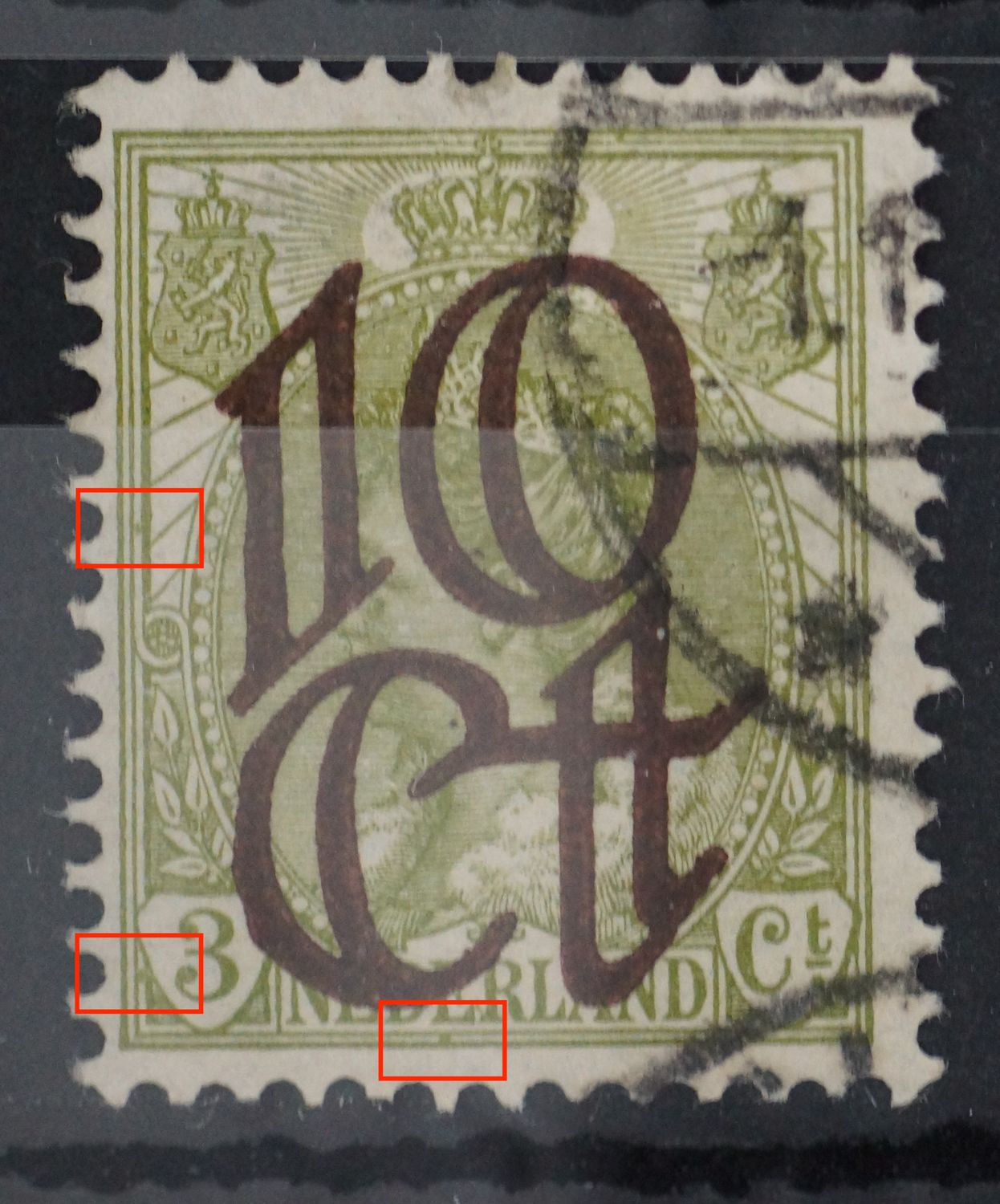 NVPH 116 - groene vlekken tussen kaderlijnen
