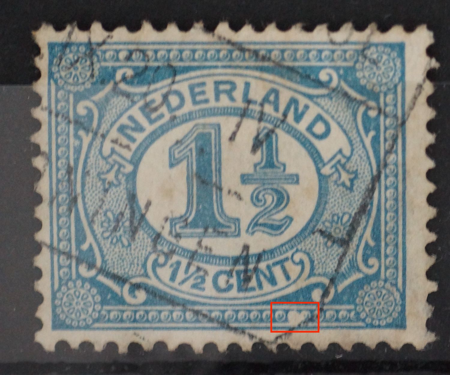 NVPH 53 - witte vlek onder NVPH 53 - witte vlek onder