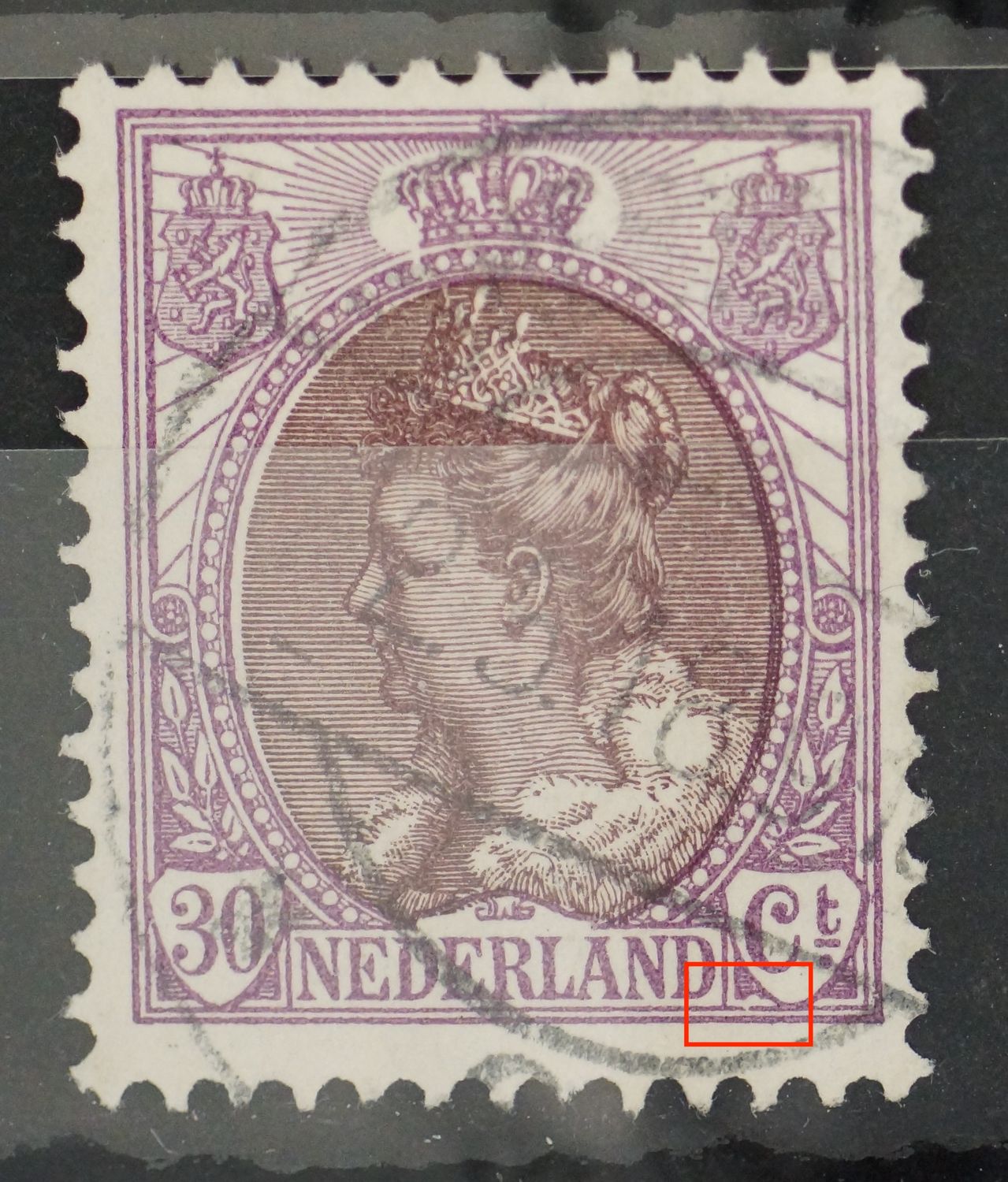 NVPH 72 - witte vlek / beschadiging linksonder Ct. NVPH 72 - witte vlek / beschadiging linksonder Ct.