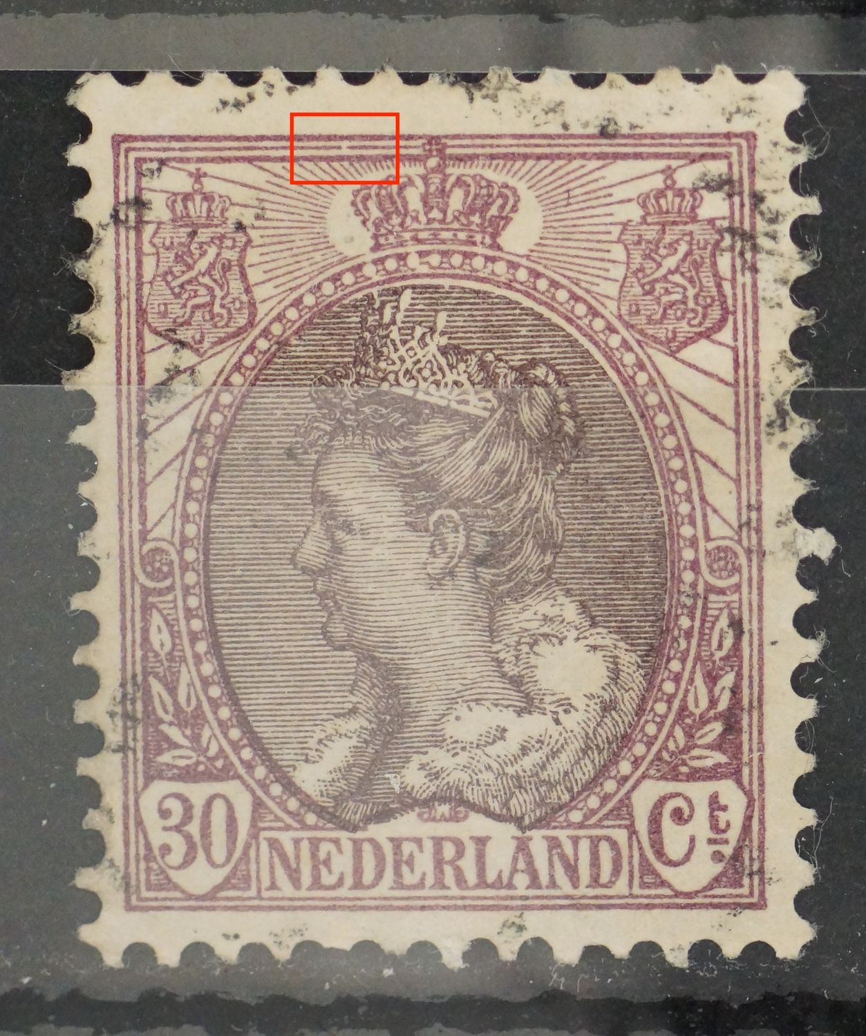 NVPH 72 - breuk in kaderlijn boven