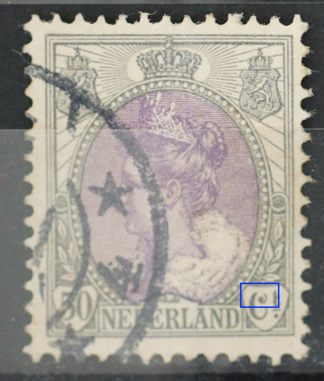 NVPH 75 - witte vlek / breuk bovenin de C van Ct.
