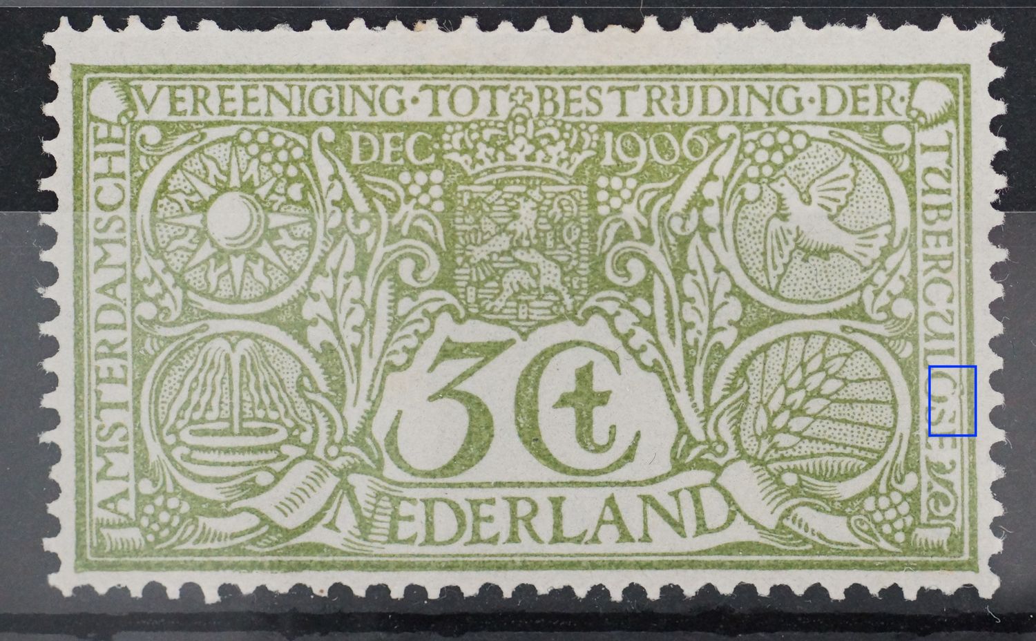 NVPH 85 - witte vlek en beschadiging bij OS van TUBERCULOSE