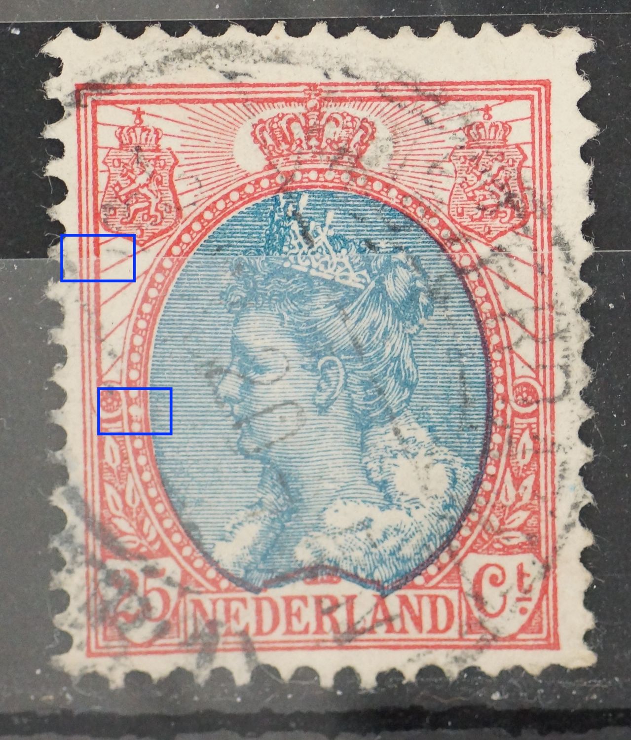 NVPH 71 - witte vlek in parelrand links