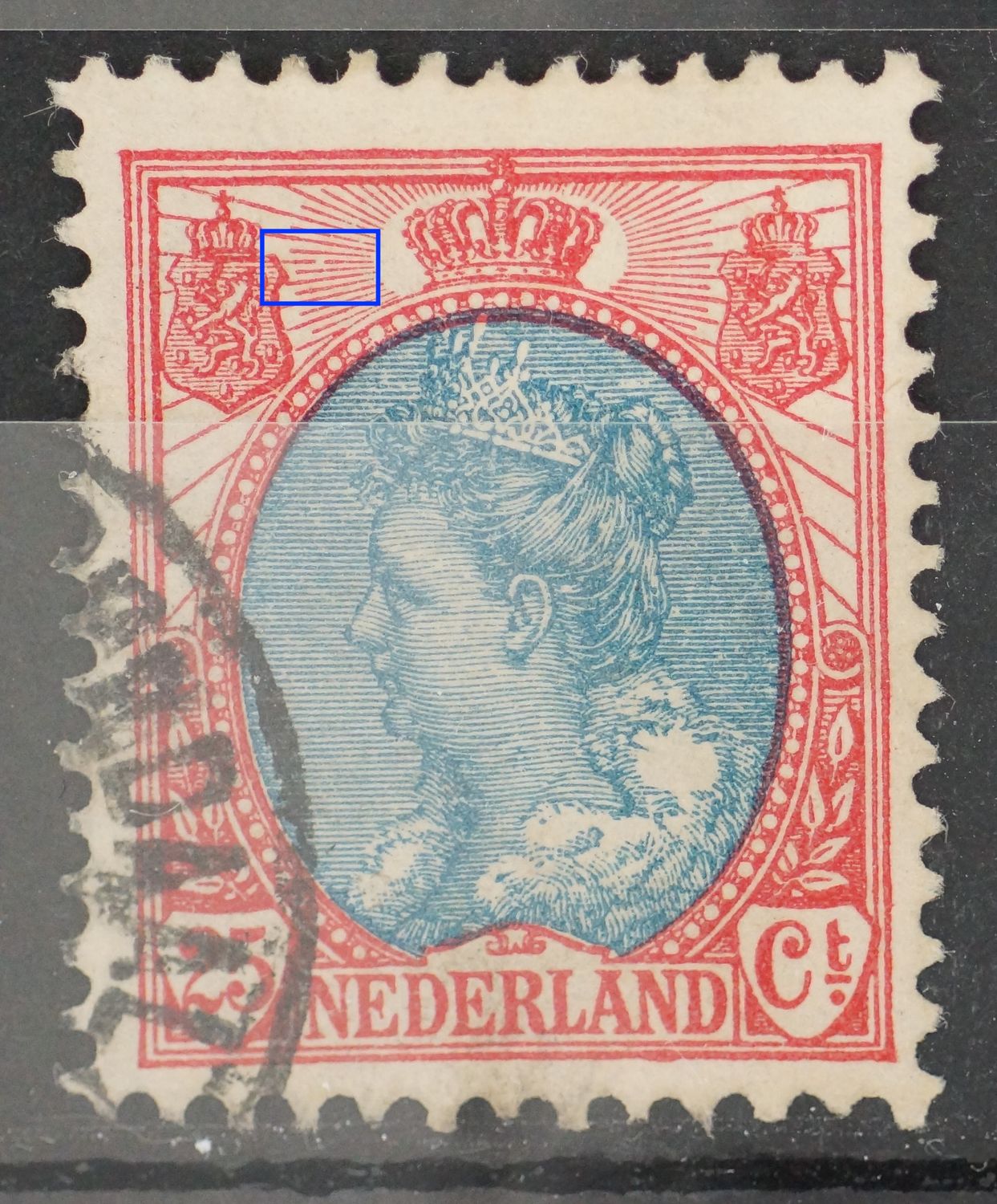 NVPH 71 - breuk in straal links van kroon NVPH 71 - breuk in straal links van kroon