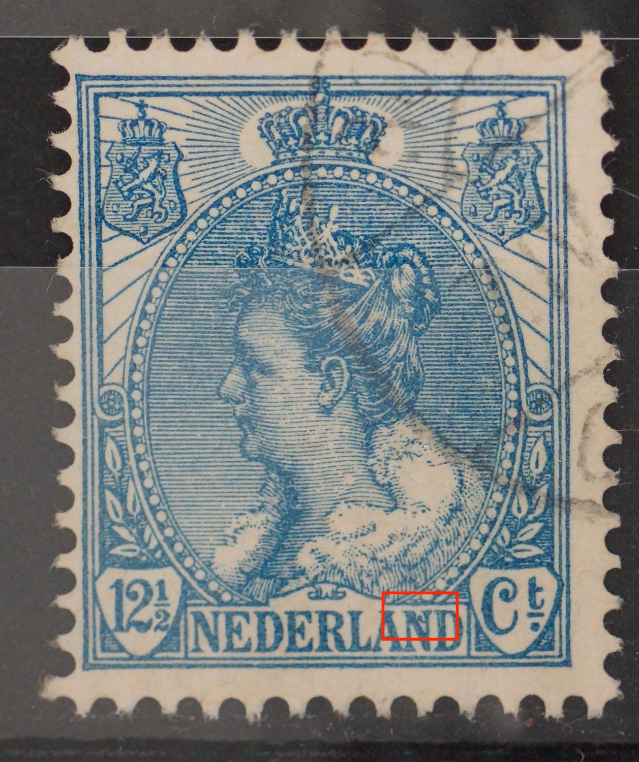 NVPH 63 - blauwe vlek in de 2e N van NEDERLAND