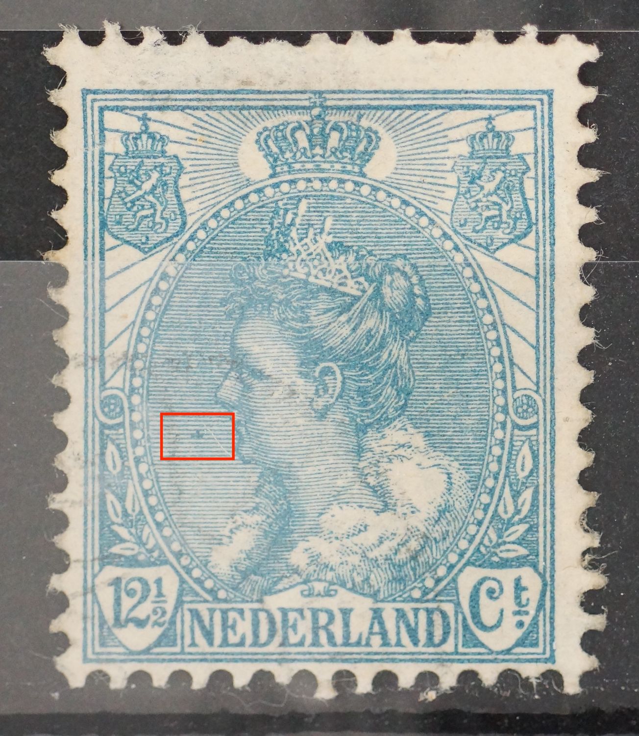 NVPH 63 - blauw balkje in de arcering links
