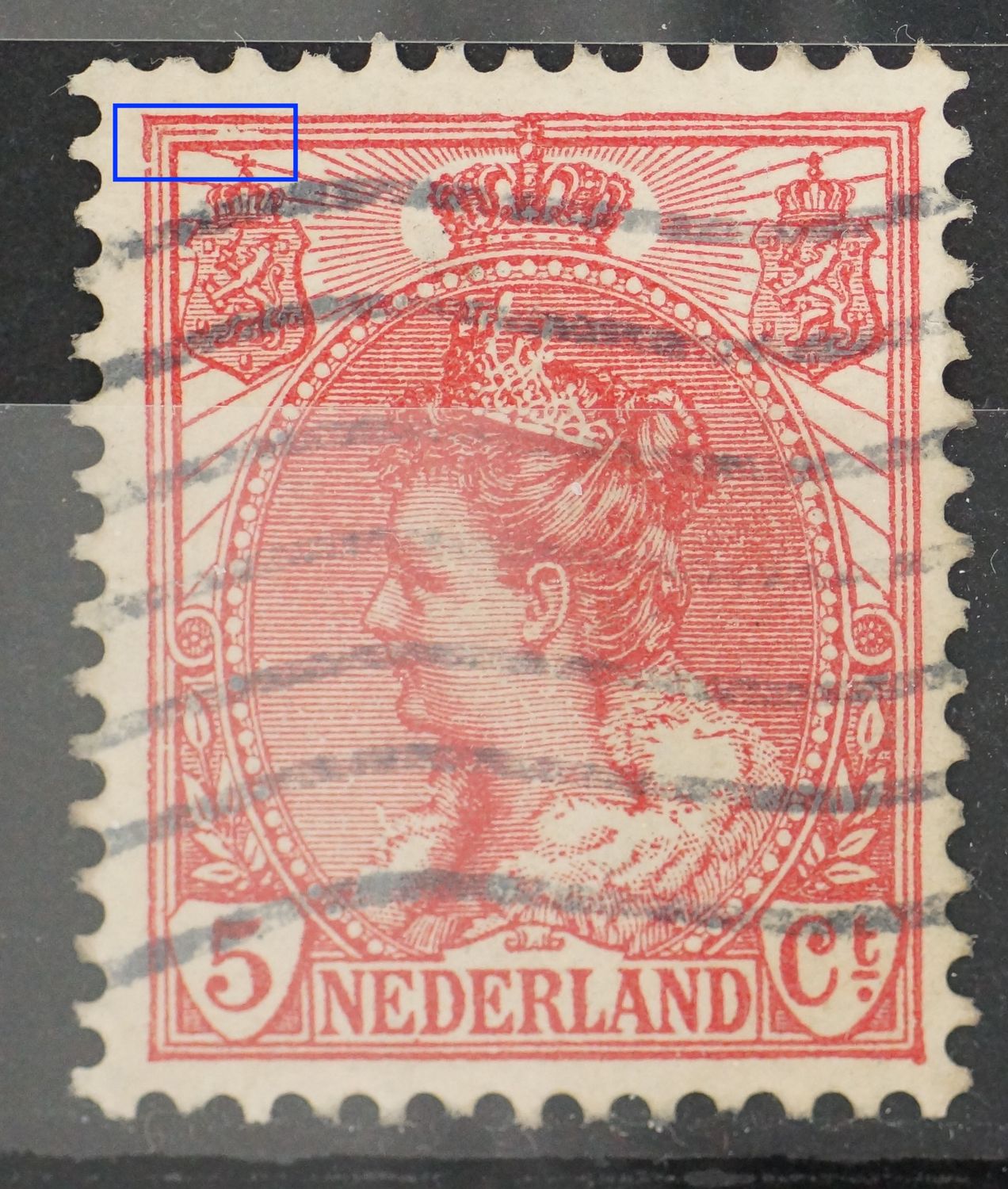 NVPH 60 - breuk in kaderlijn boven, links