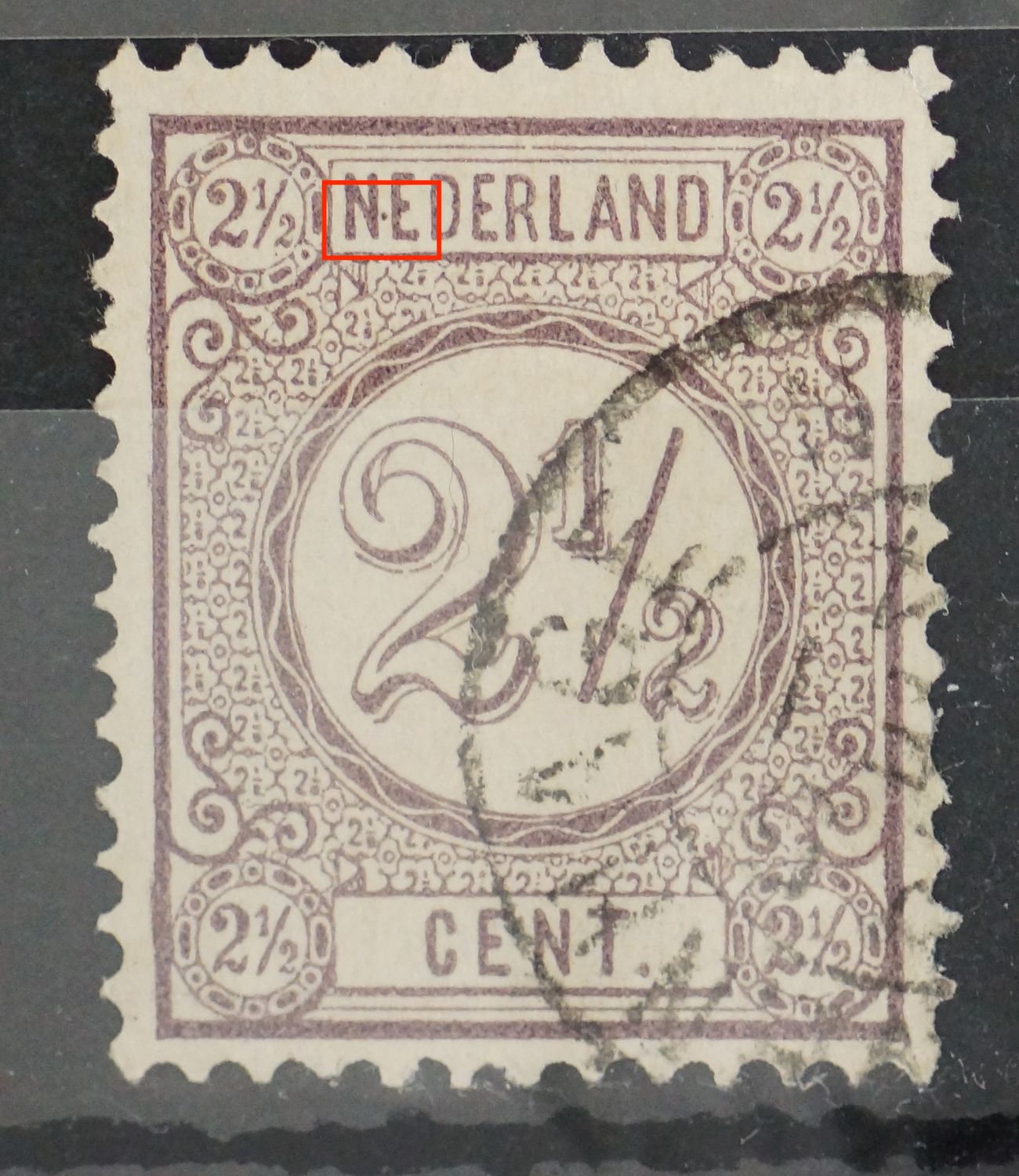 NVPH 33 - violette punt tussen NE van NEDERLAND