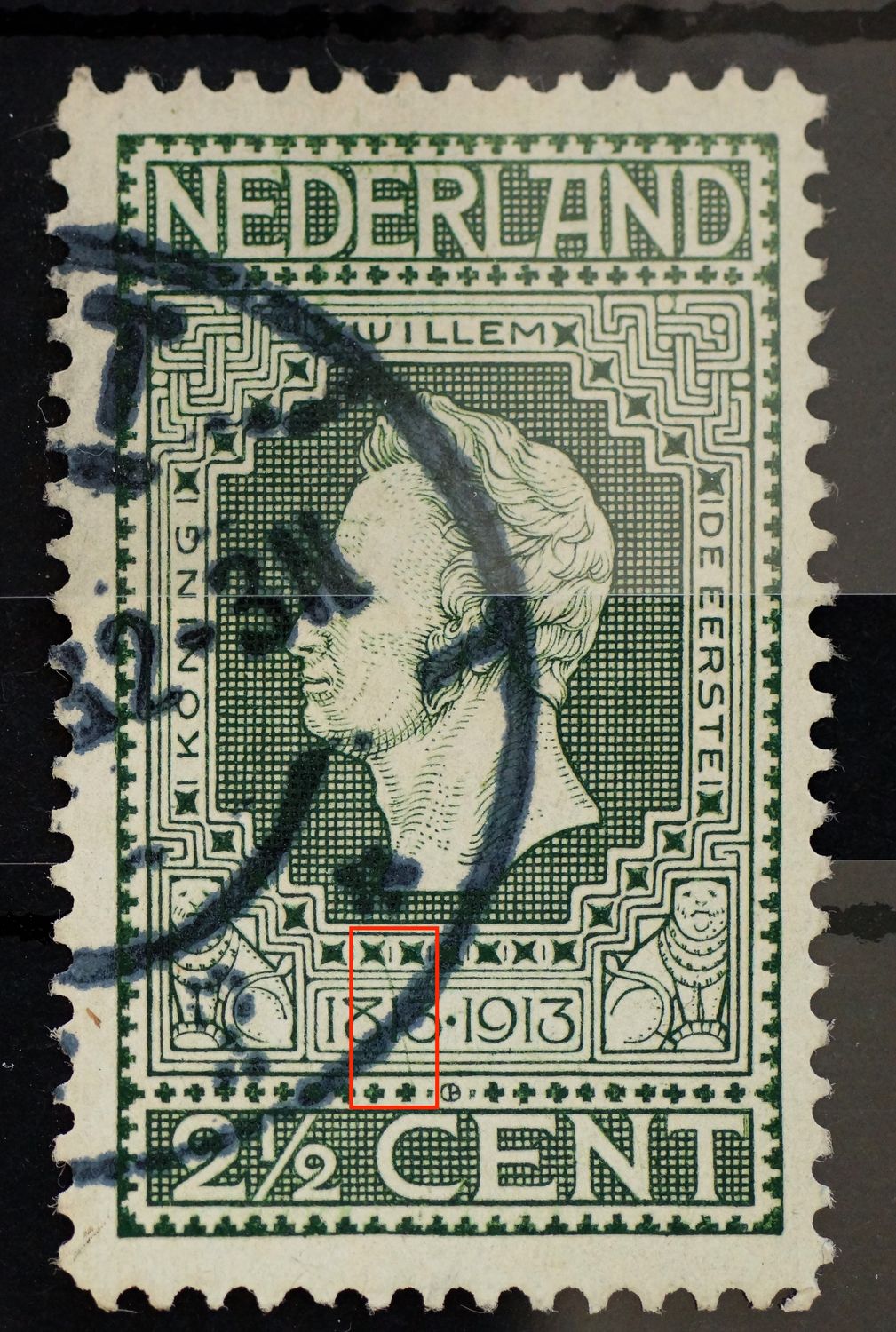 NVPH 90 - groene graveerkras onder