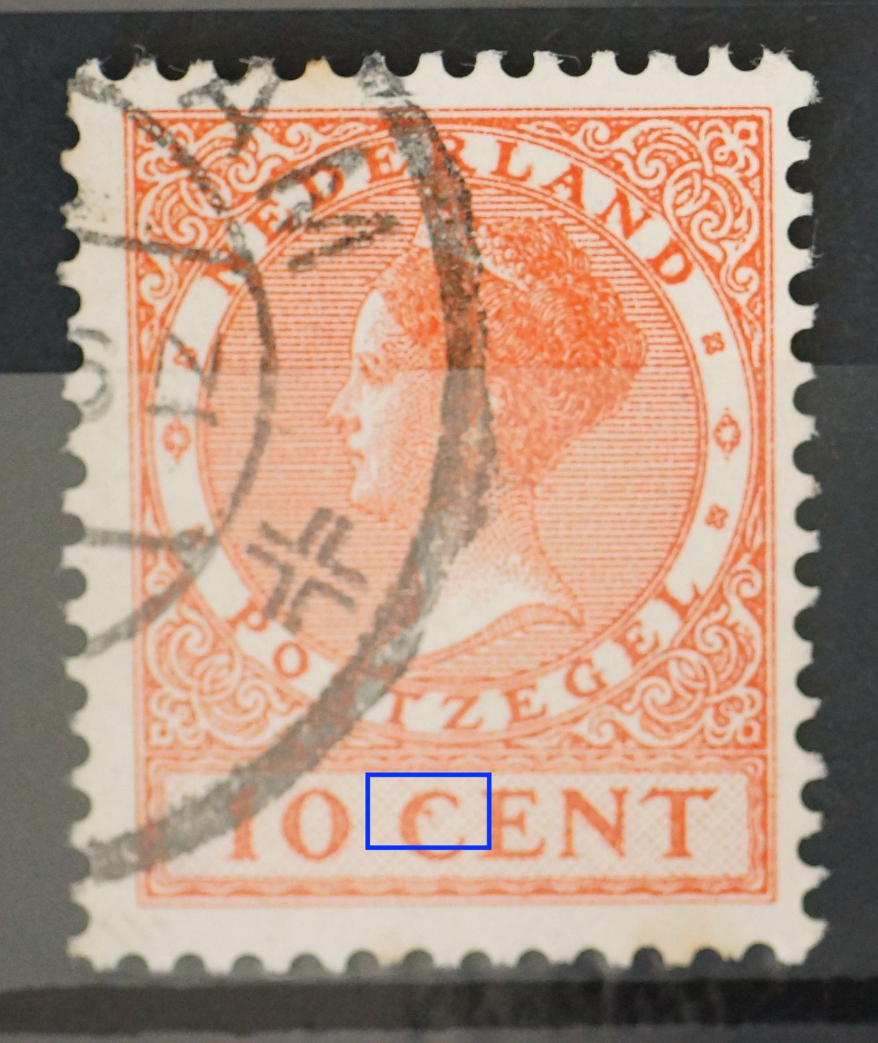 NVPH 153 - rode punt in de C van CENT NVPH 153 - rode punt in de C van CENT