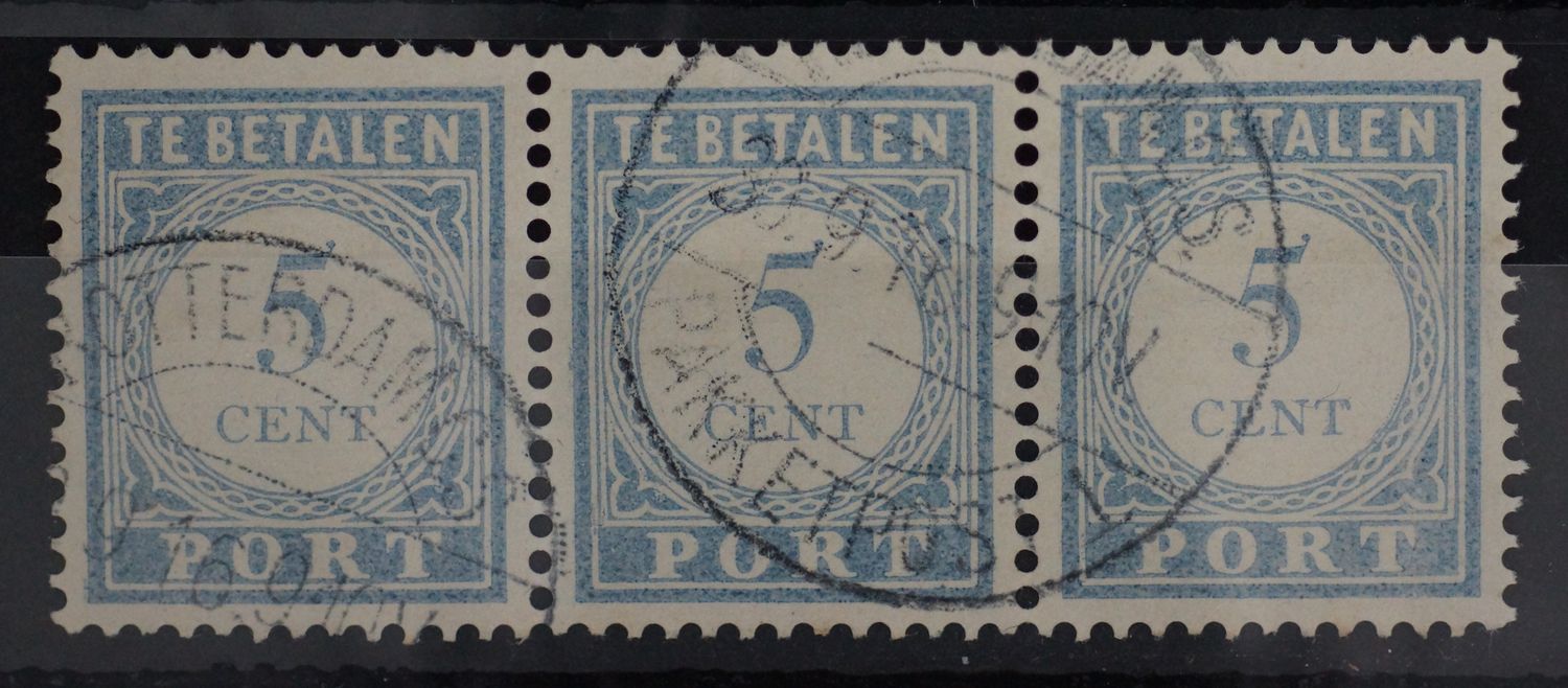 Rotterdam C.S. Pakketpost 1 op NVPH P51 (strip) - vrij schaars Rotterdam C.S. Pakketpost 1 op NVPH P51 (strip) - vrij schaars