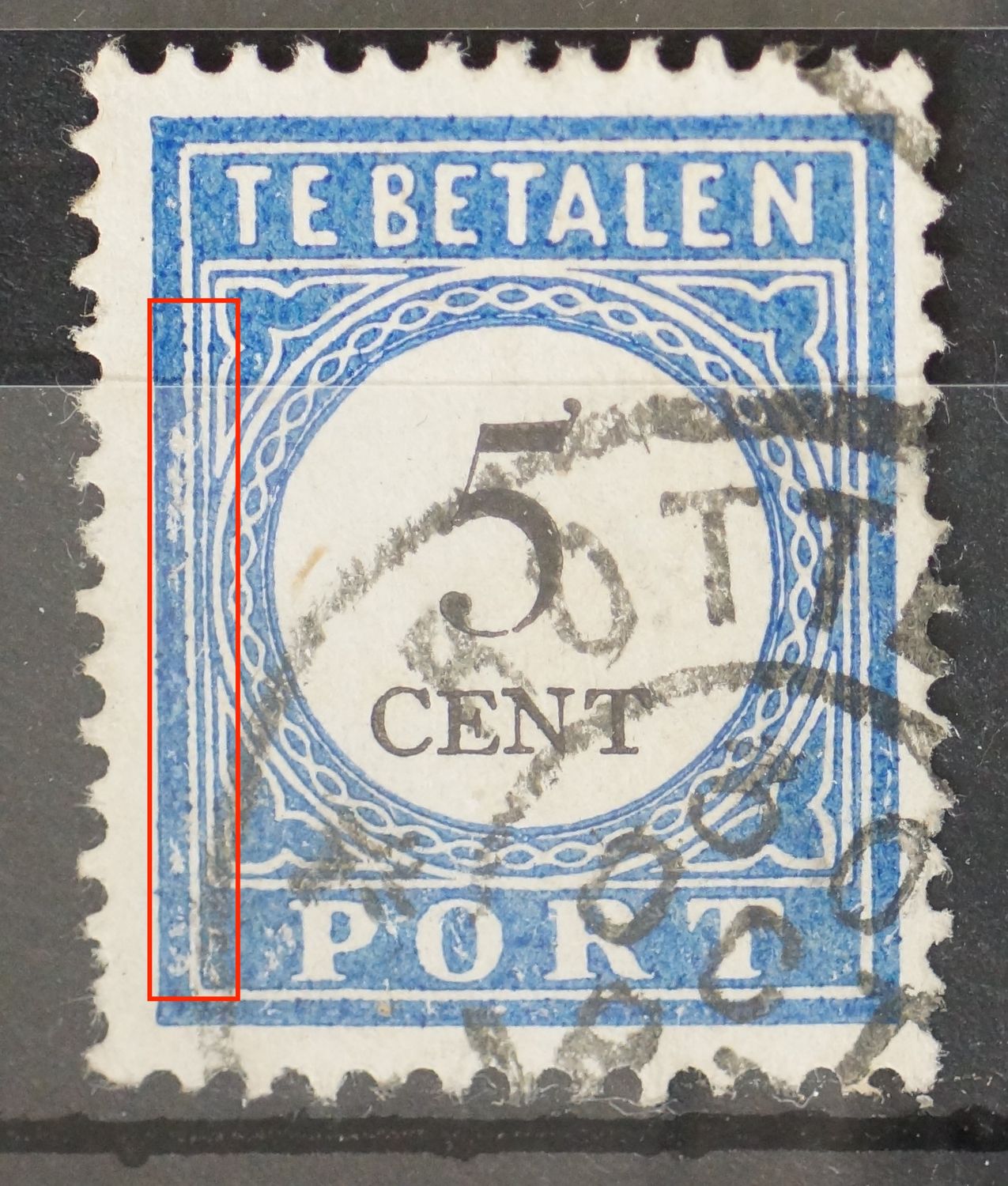 NVPH P19 - beschadigingen / witte en blauwe vlekken links