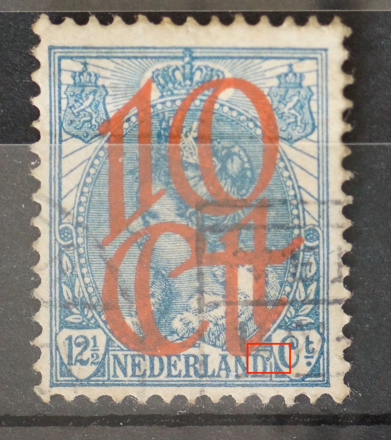 NVPH 118 - blauwe punt rechts van NEDERLAND