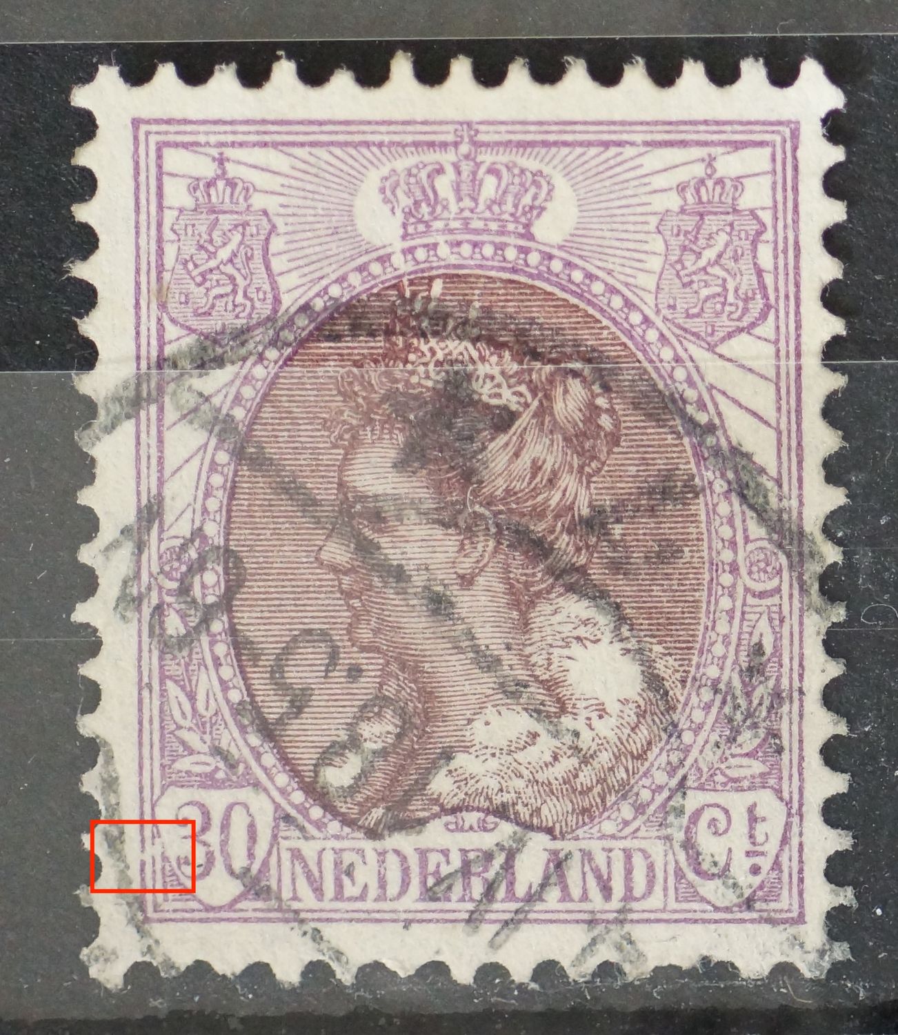 NVPH 72 - breuk in kaderlijn links, onder NVPH 72 - breuk in kaderlijn links, onder